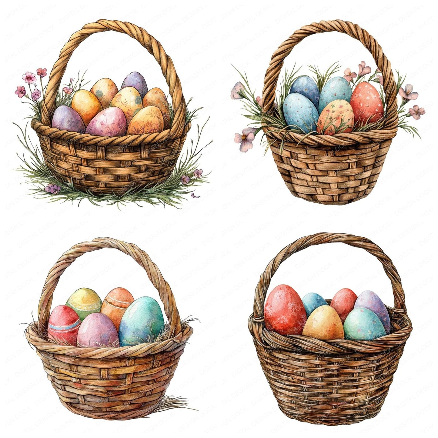 Easter Egg Basket Clipart Set (DDD005153)