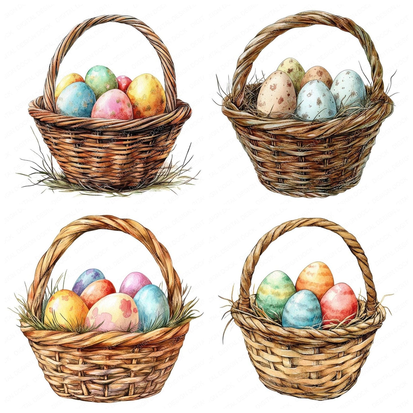 Easter Egg Basket Clipart Set (DDD005153)