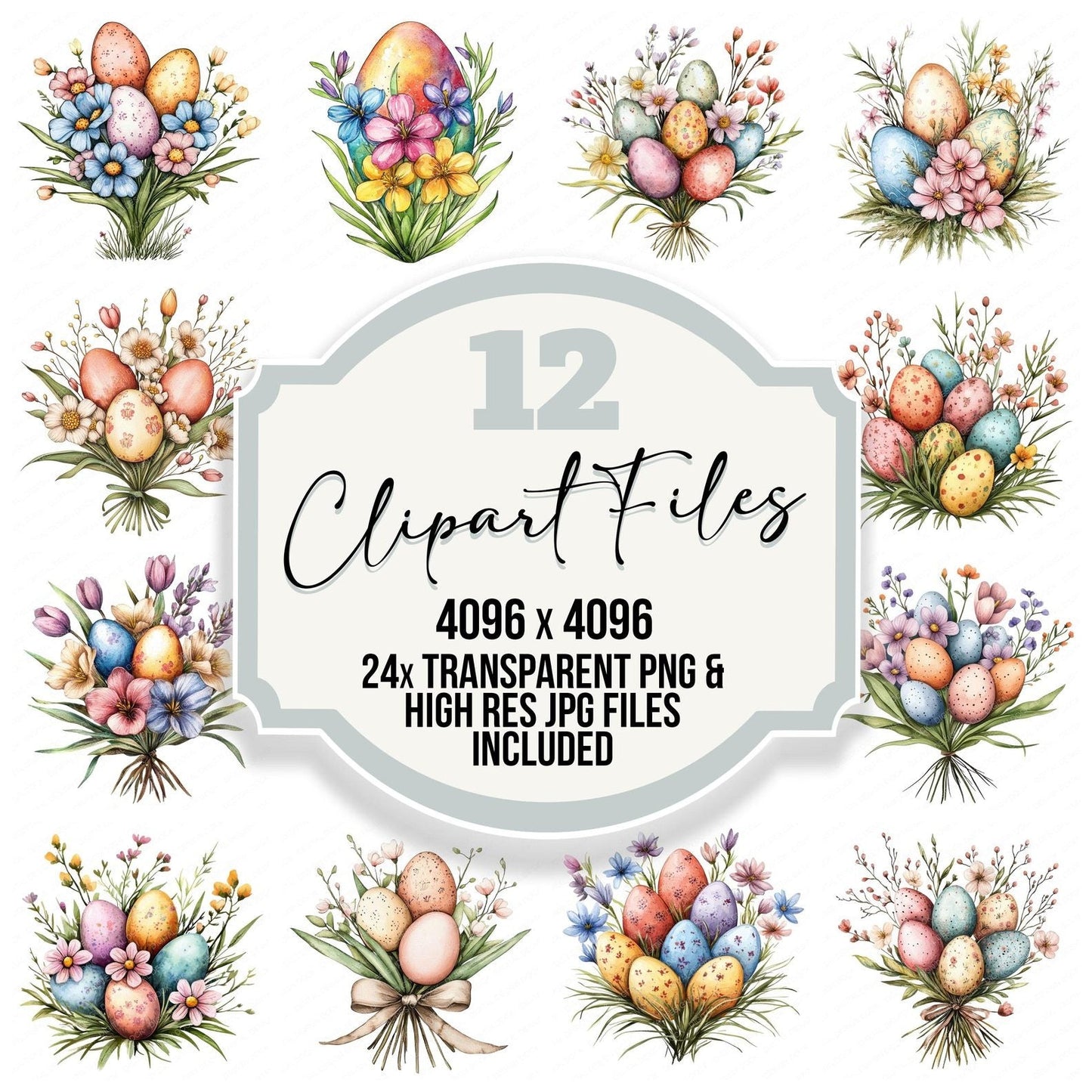Easter Egg Spring Bouquet Clipart Set (DDD005157)