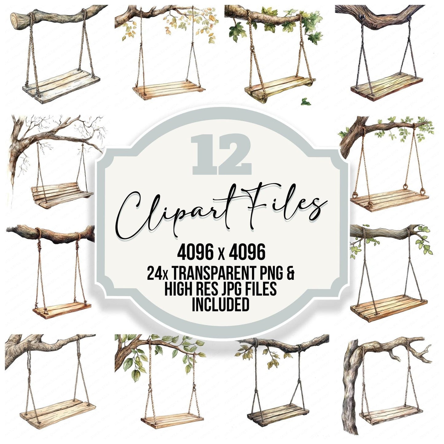 Empty Tree Swing Clipart Set (DDD005169)