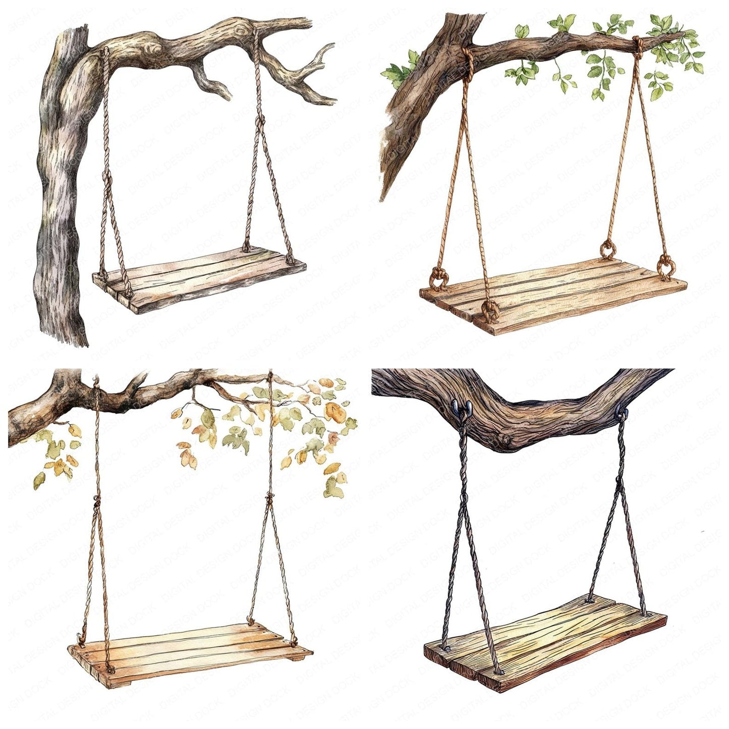 Empty Tree Swing Clipart Set (DDD005169)
