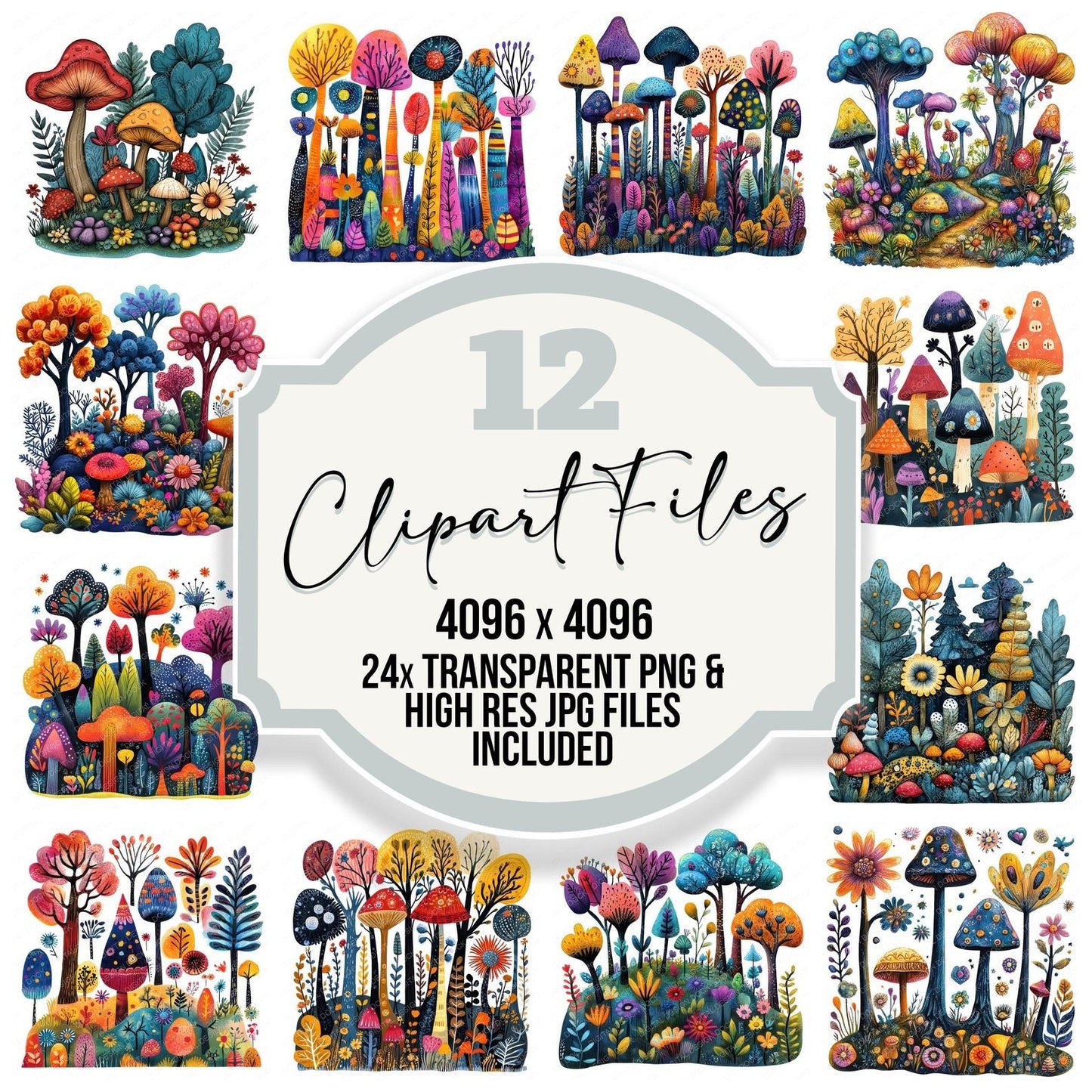 Enchanted Forest Cartoon Clipart Set (DDD005172)