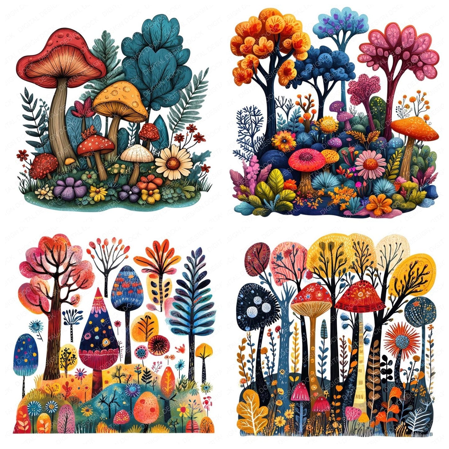 Enchanted Forest Cartoon Clipart Set (DDD005172)