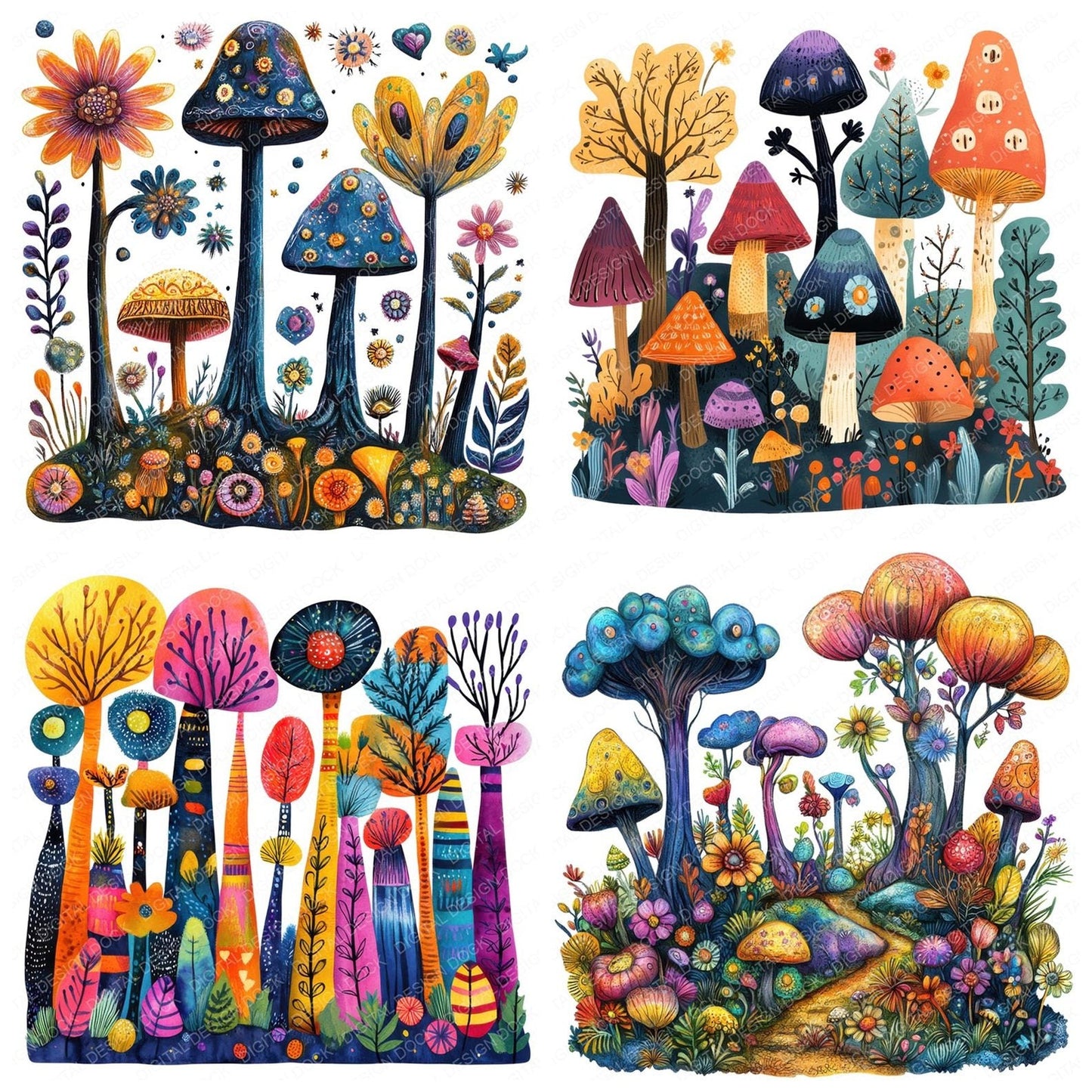 Enchanted Forest Cartoon Clipart Set (DDD005172)