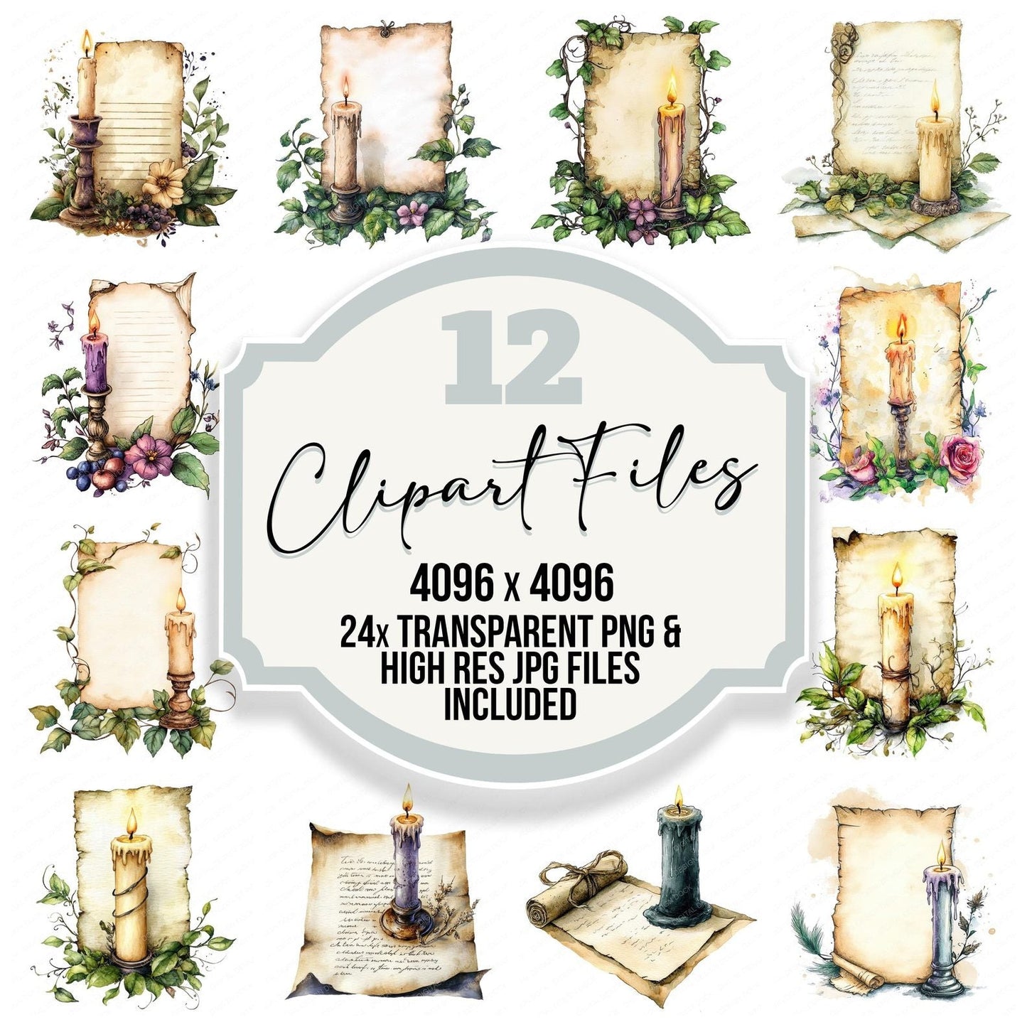 Enchanted Letter Candle Clipart Set (DDD005175)