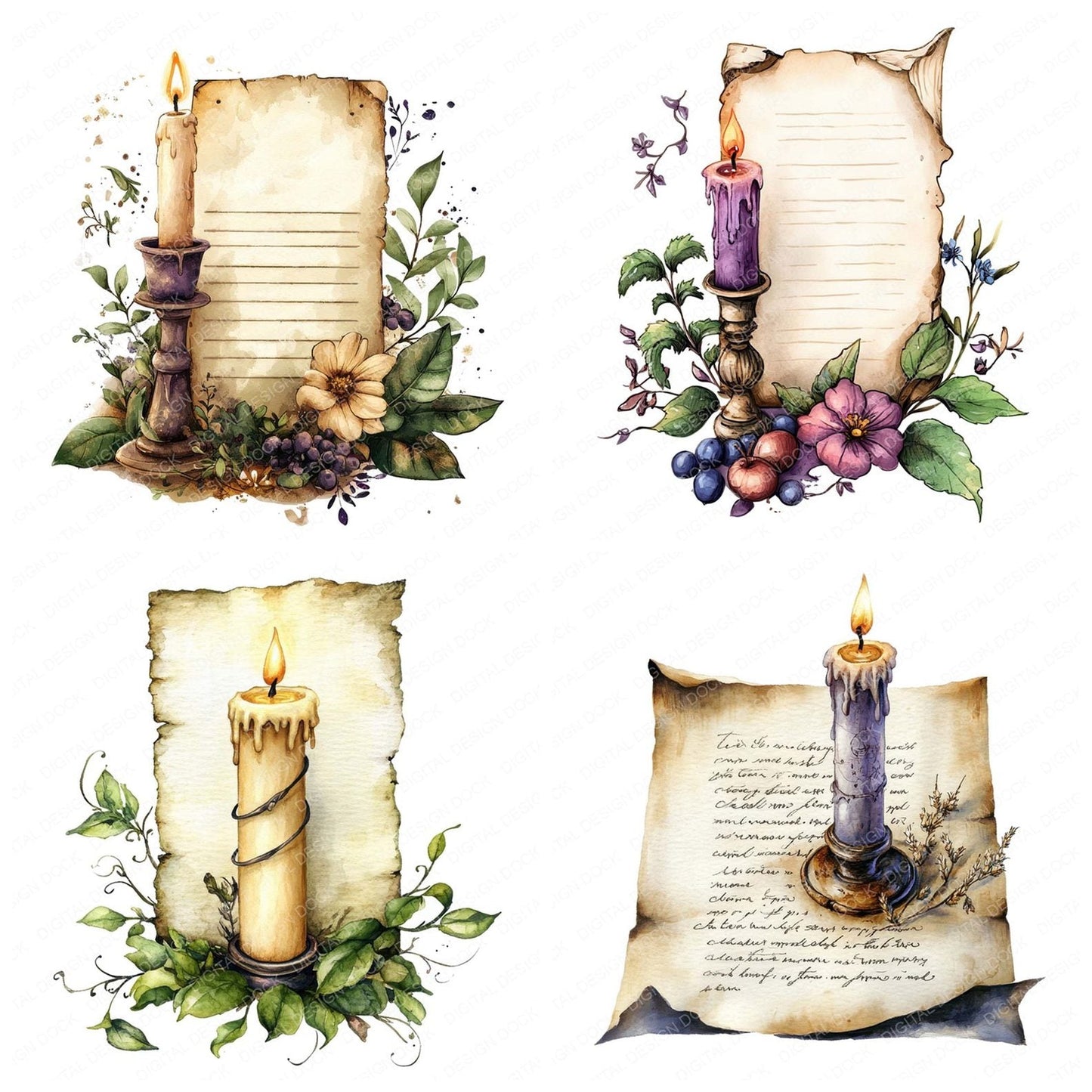 Enchanted Letter Candle Clipart Set (DDD005175)