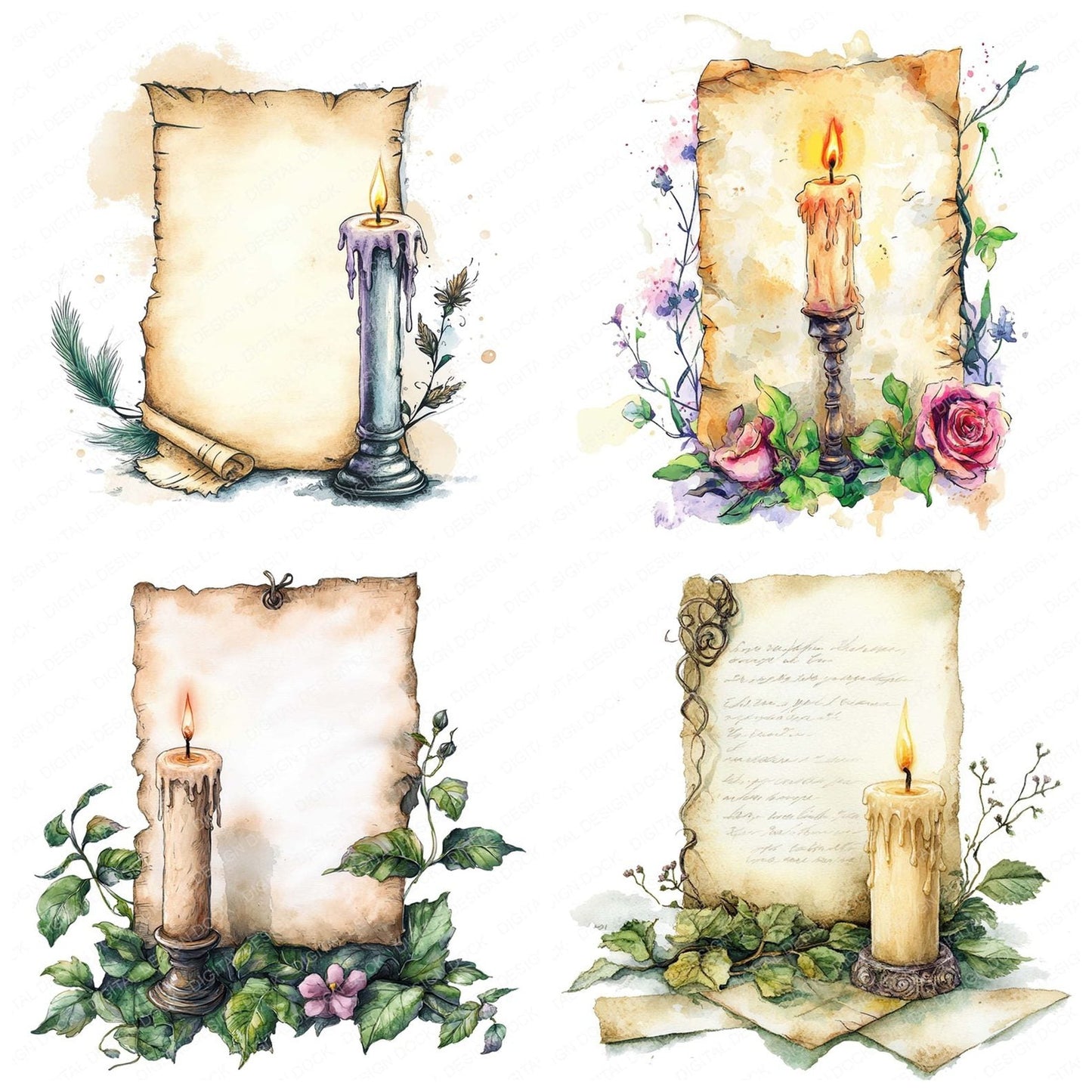 Enchanted Letter Candle Clipart Set (DDD005175)