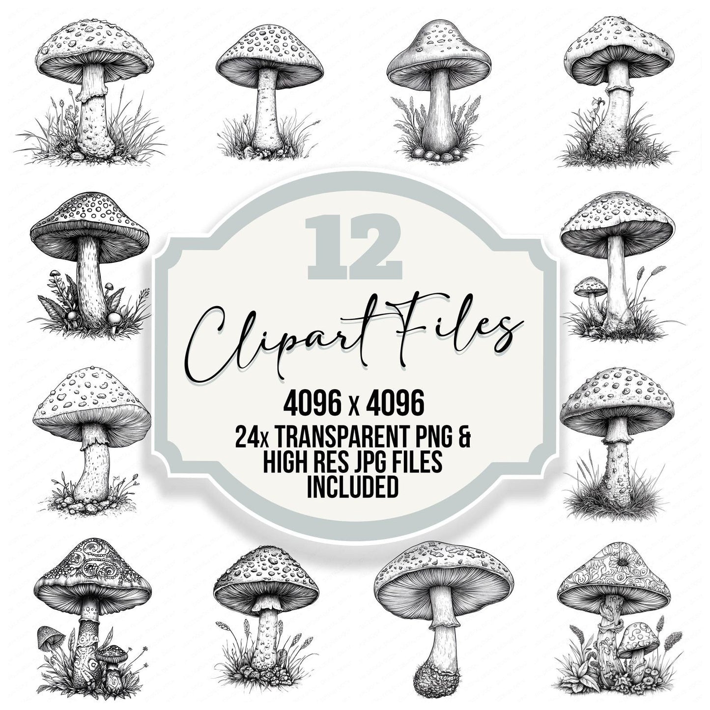 Enchanted Toadstool Drawing Clipart Set (DDD005177)