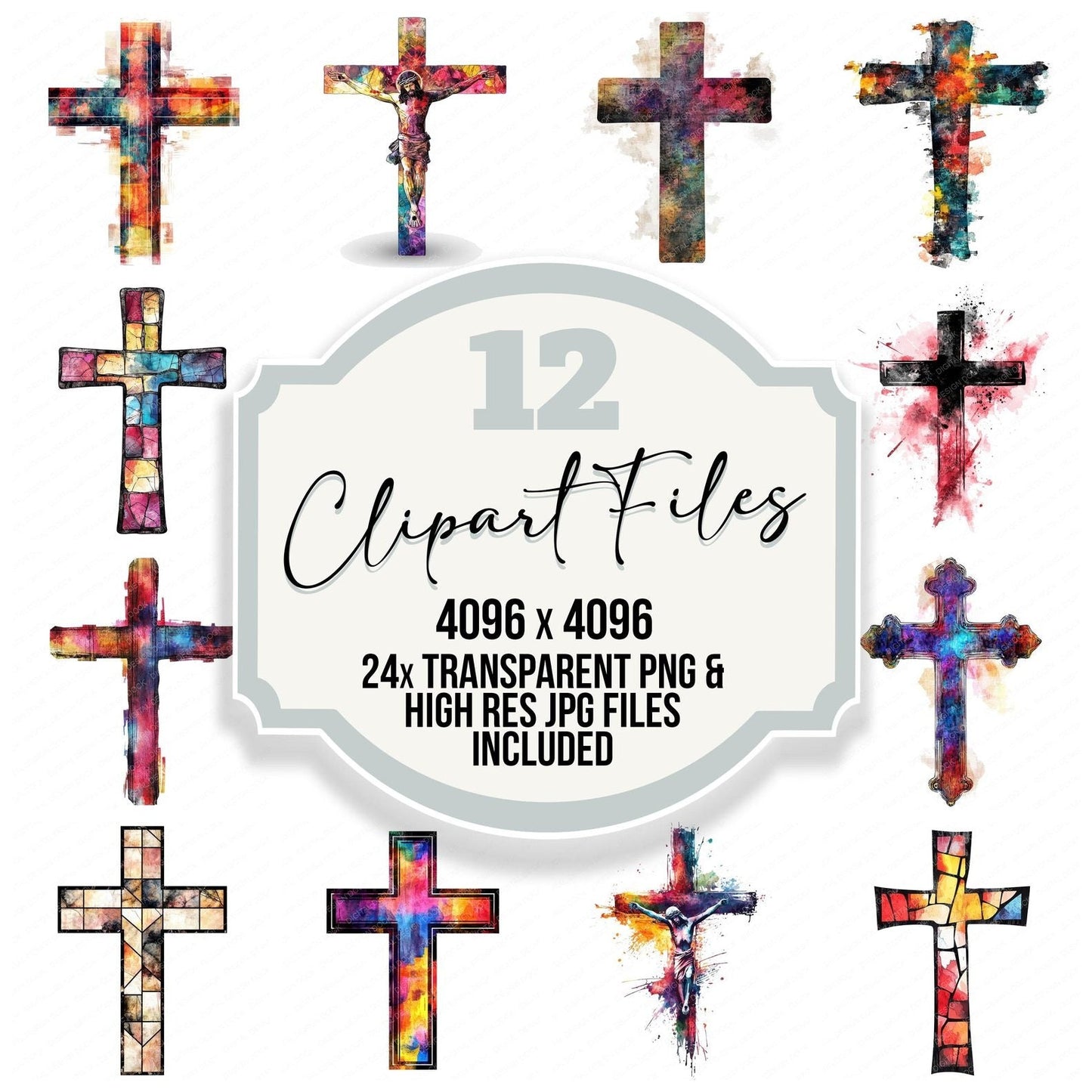 Expressive Christian Cross Clipart Set (DDD005185)