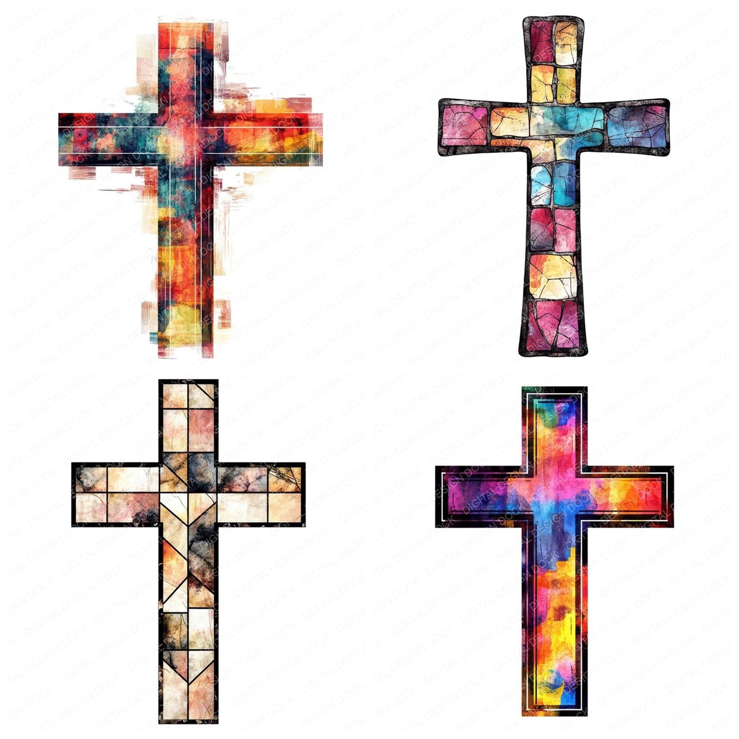 Expressive Christian Cross Clipart Set (DDD005185)