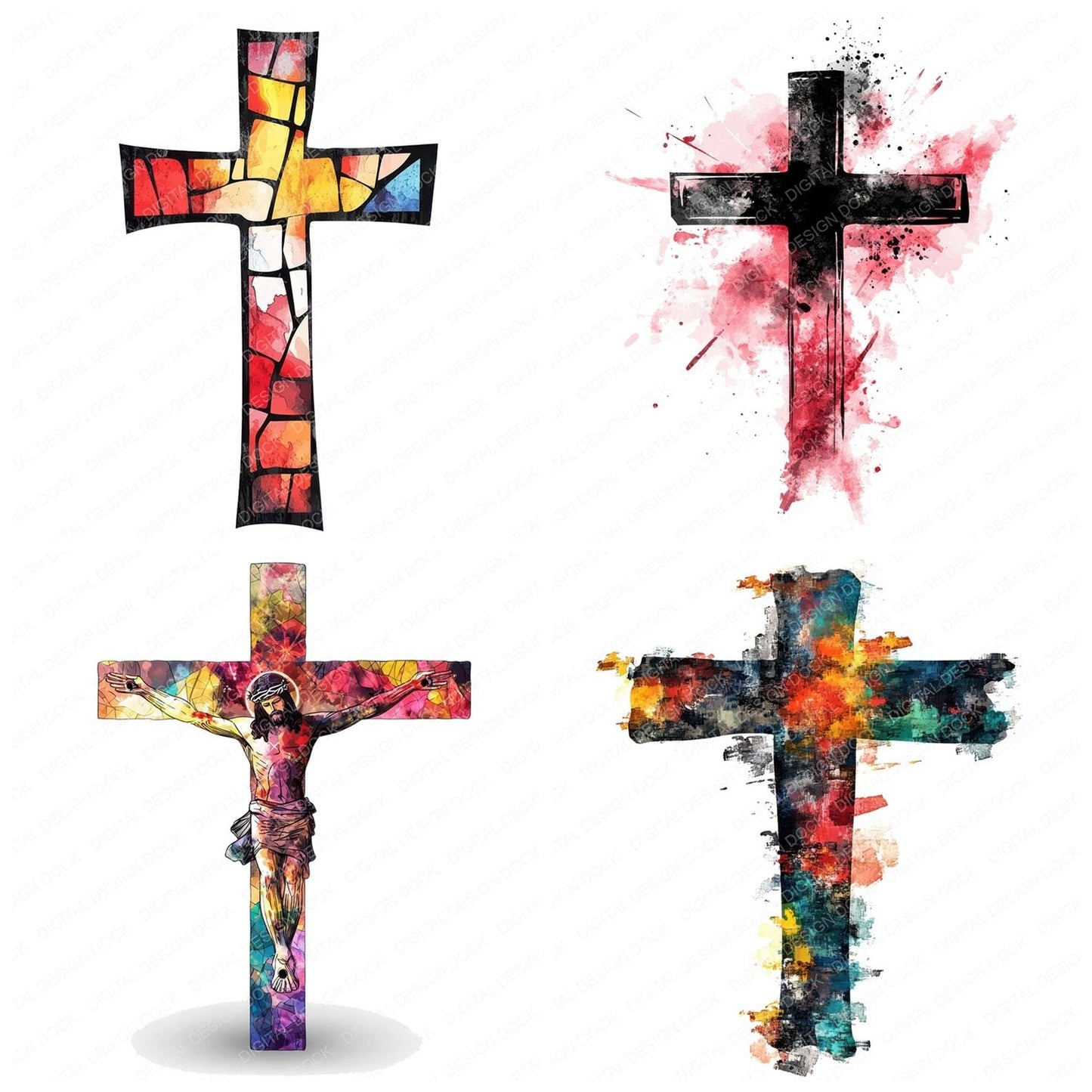 Expressive Christian Cross Clipart Set (DDD005185)