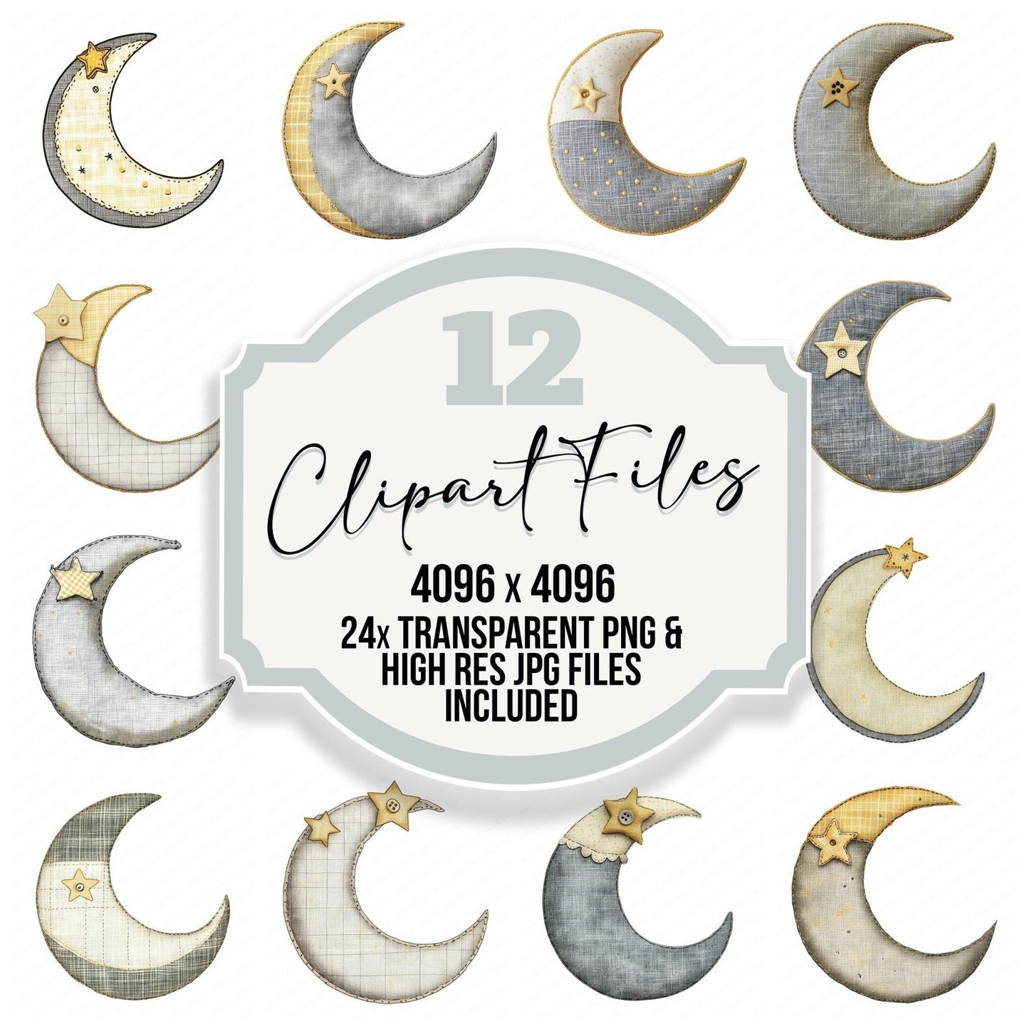 Fabric Crescent Moon Clipart Set (DDD005193)