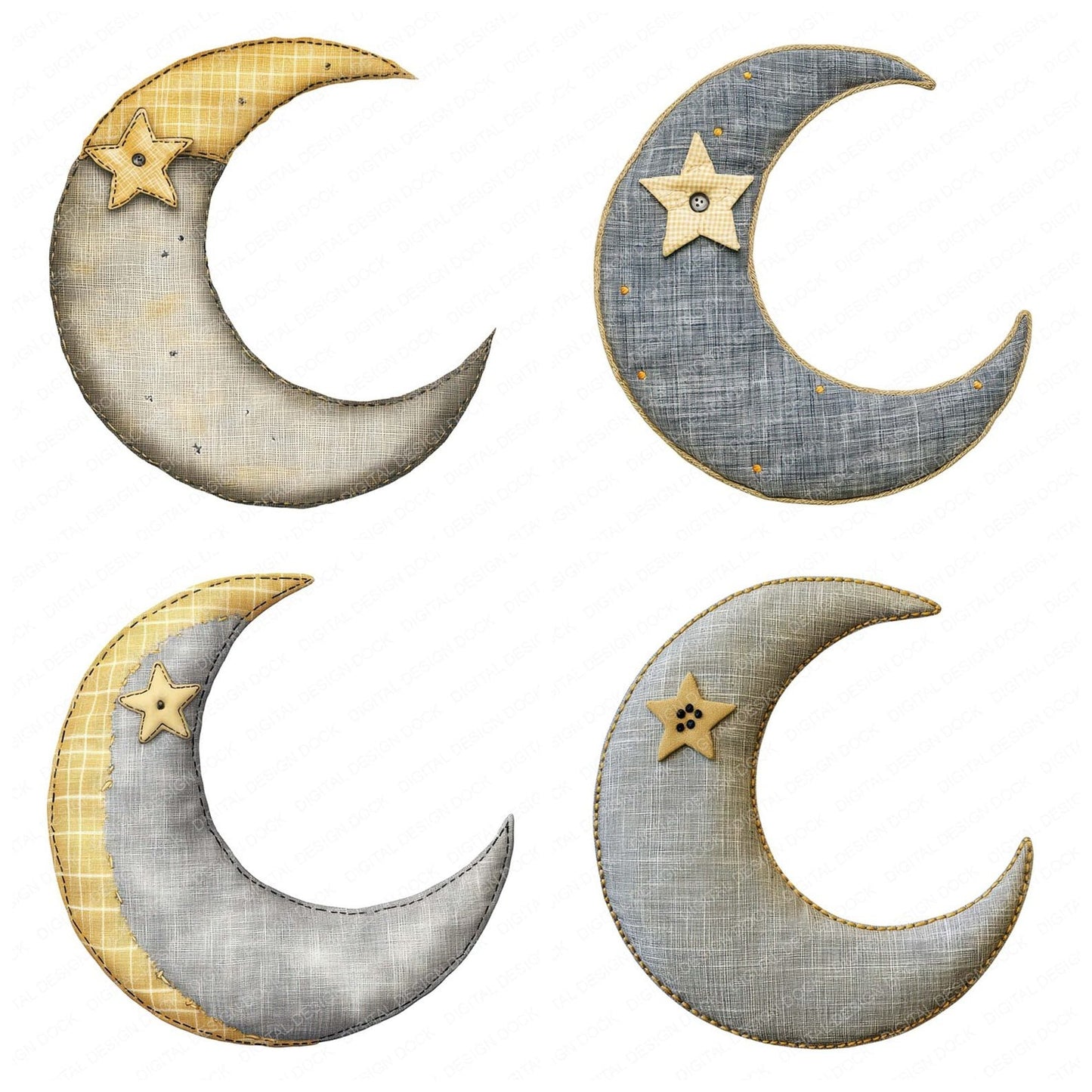Fabric Crescent Moon Clipart Set (DDD005193)