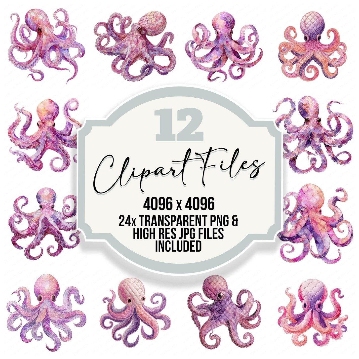 Fabric Octopus Clipart Set (DDD005227)