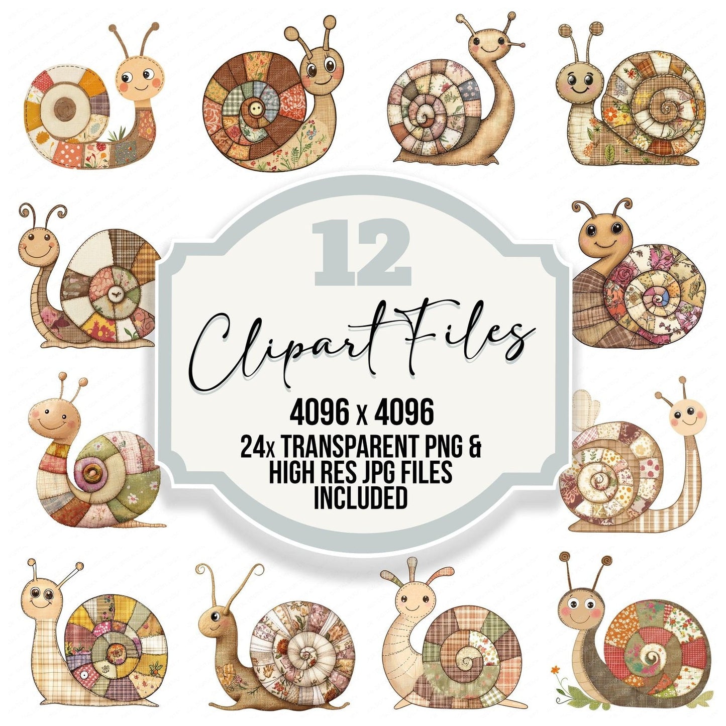 Fabric Snail Shell Clipart Set (DDD005270)