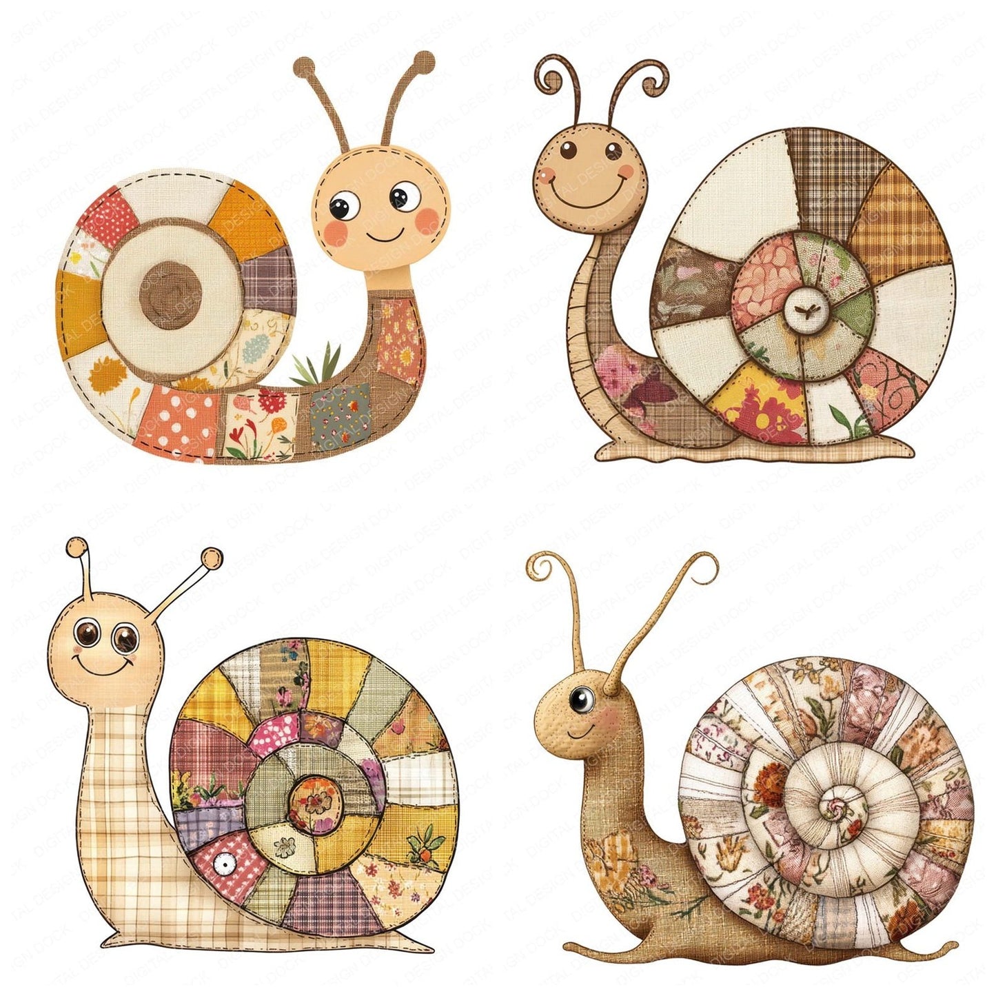 Fabric Snail Shell Clipart Set (DDD005270)
