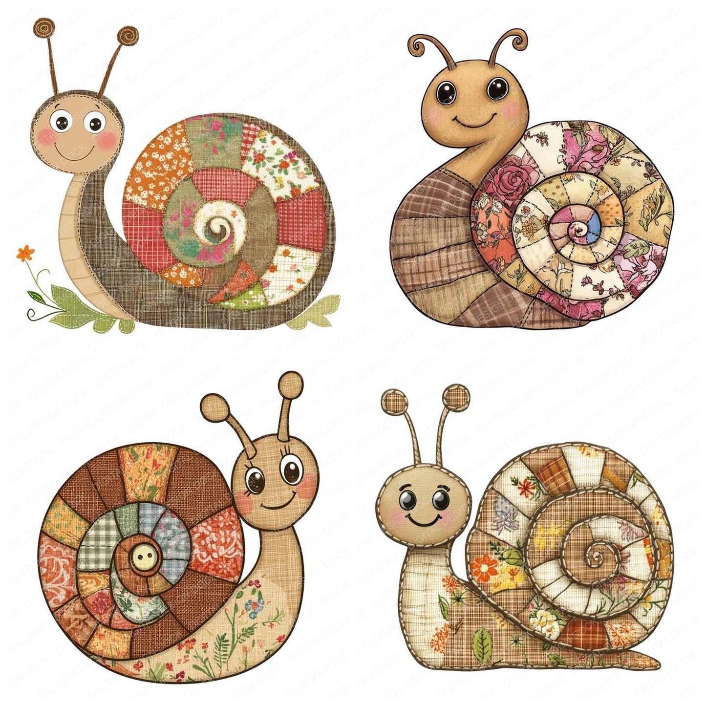 Fabric Snail Shell Clipart Set (DDD005270)
