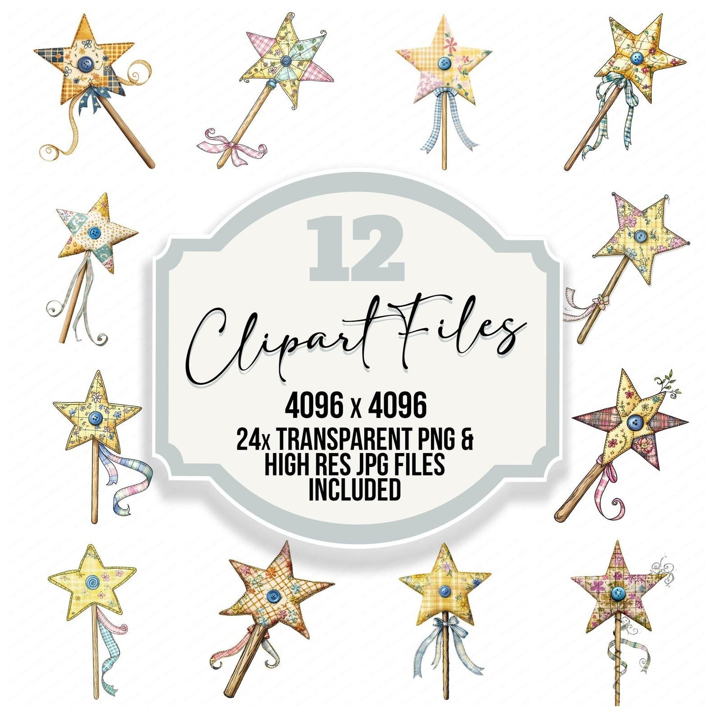 Fabric Star Wand Clipart Set (DDD005276)