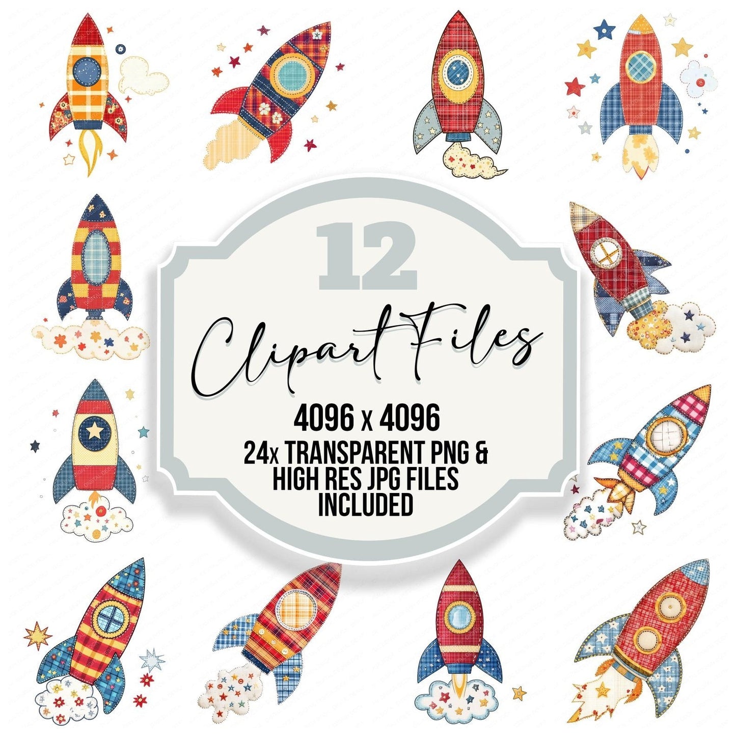 Fabric Toy Rocket Clipart Set (DDD005286)