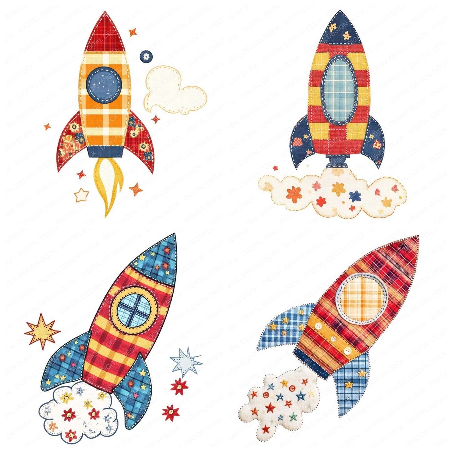 Fabric Toy Rocket Clipart Set (DDD005286)