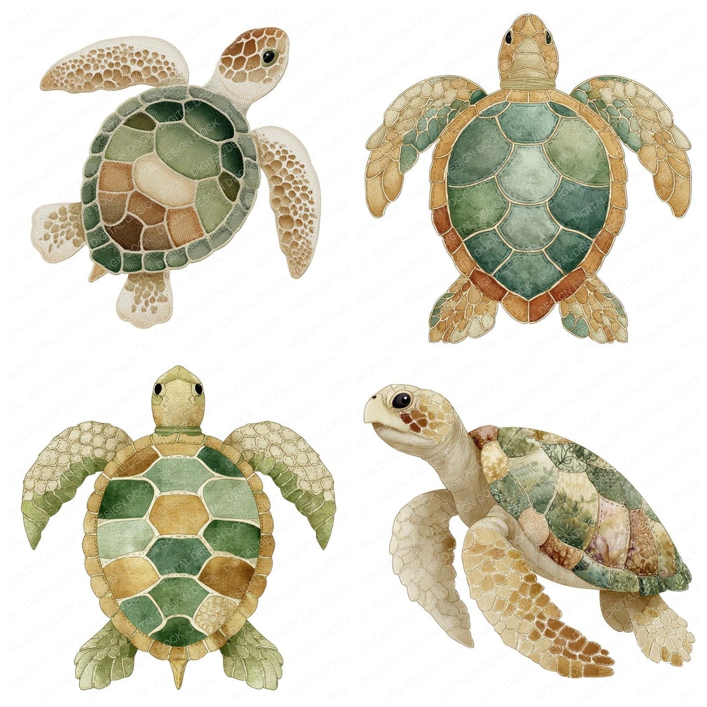Fabric Turtle Clipart Set (DDD005288)