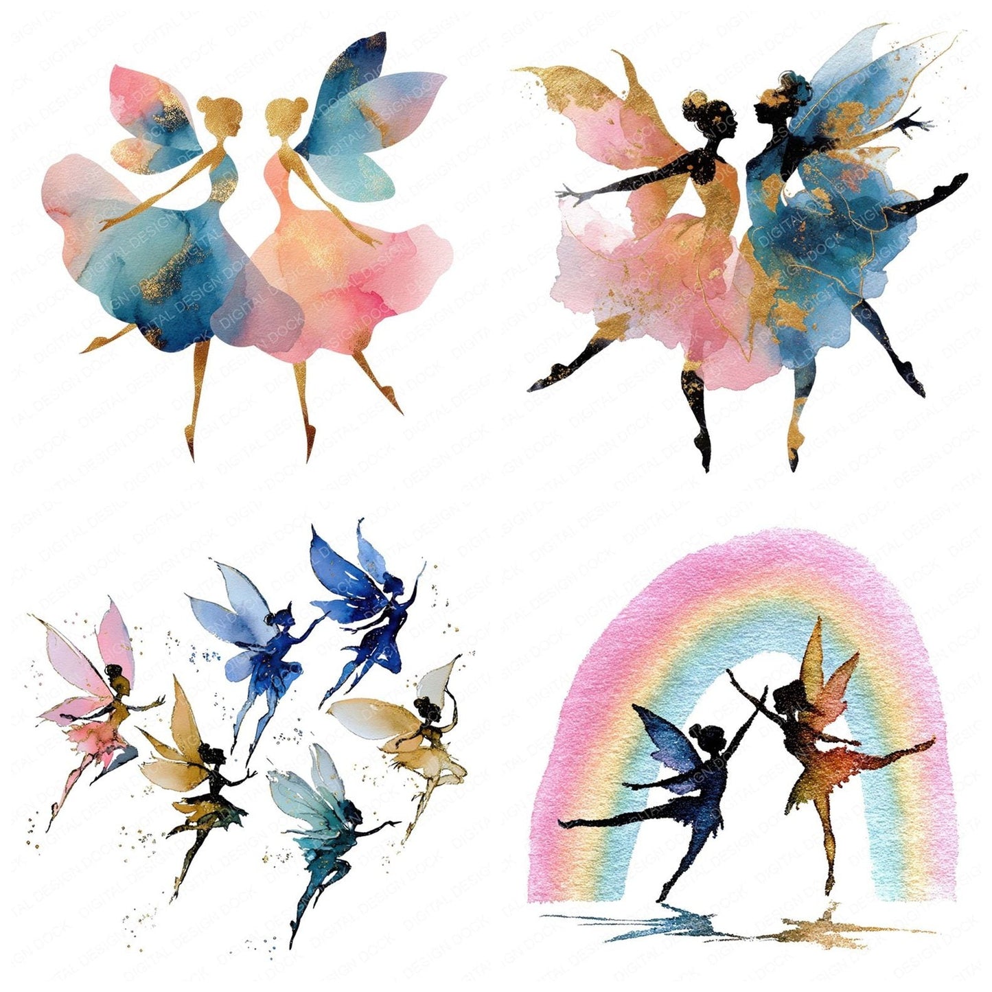 Fairies Dancing Rainbow Clipart Set (DDD005295)