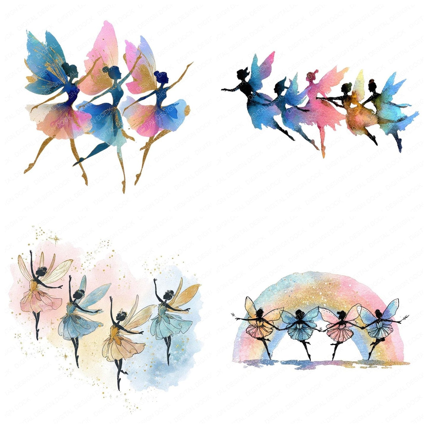 Fairies Dancing Rainbow Clipart Set (DDD005295)