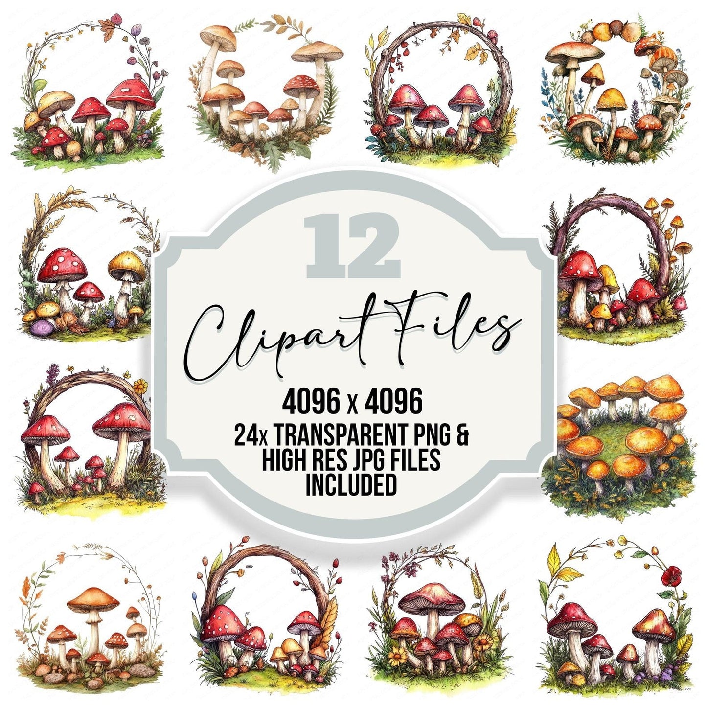 Fairy Mushroom Ring Clipart Set (DDD005304)