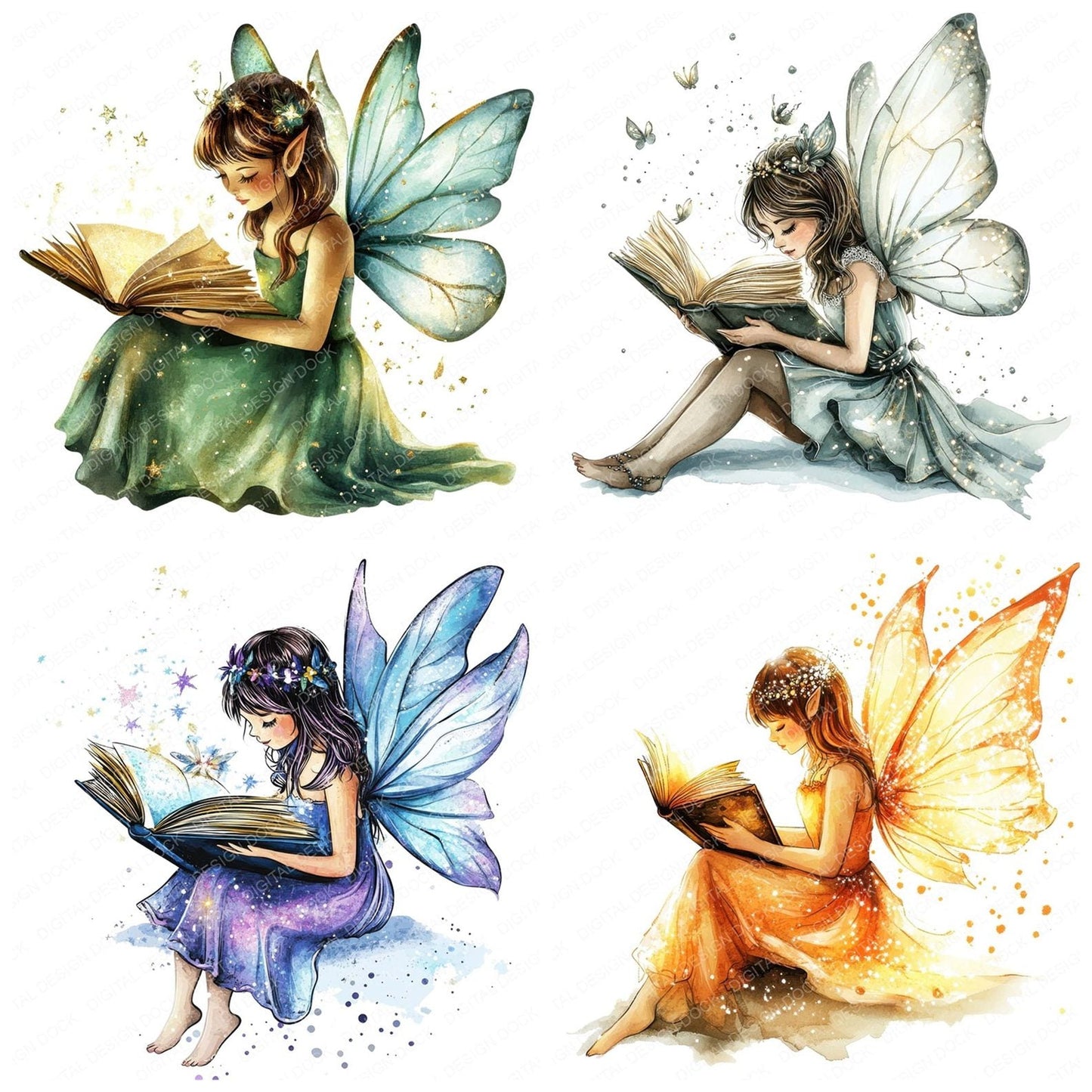 Fairy Reading Magic Book Clipart Set (DDD005305)