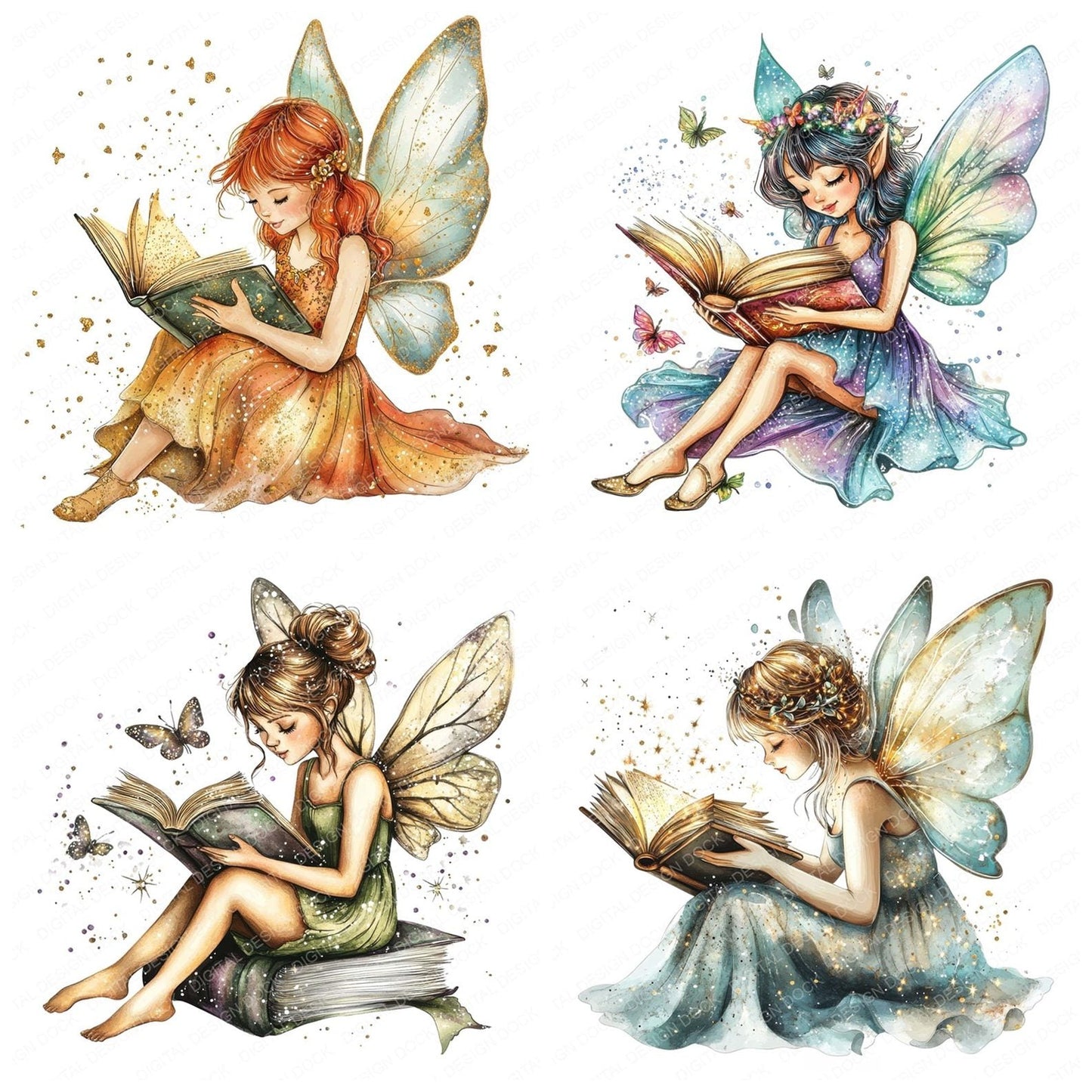 Fairy Reading Magic Book Clipart Set (DDD005305)