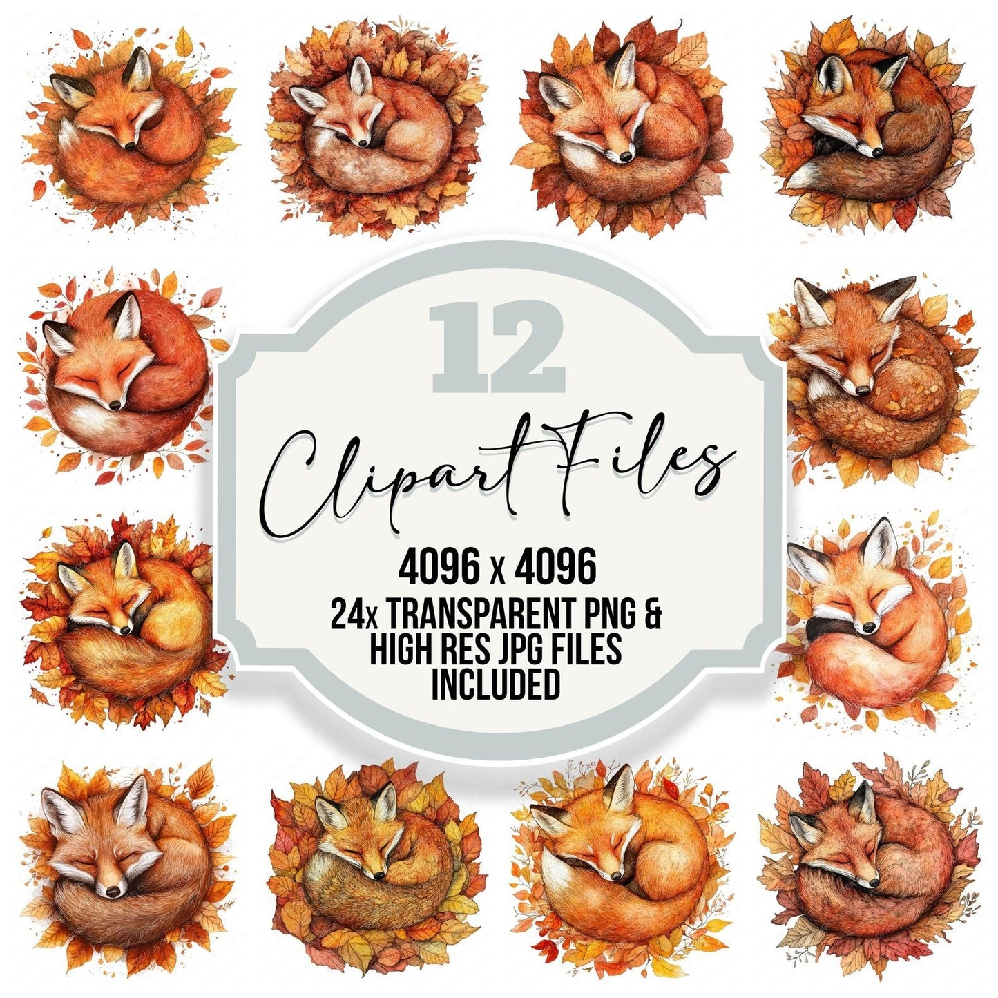 Fall Fox Leaves Clipart Set (DDD005309)