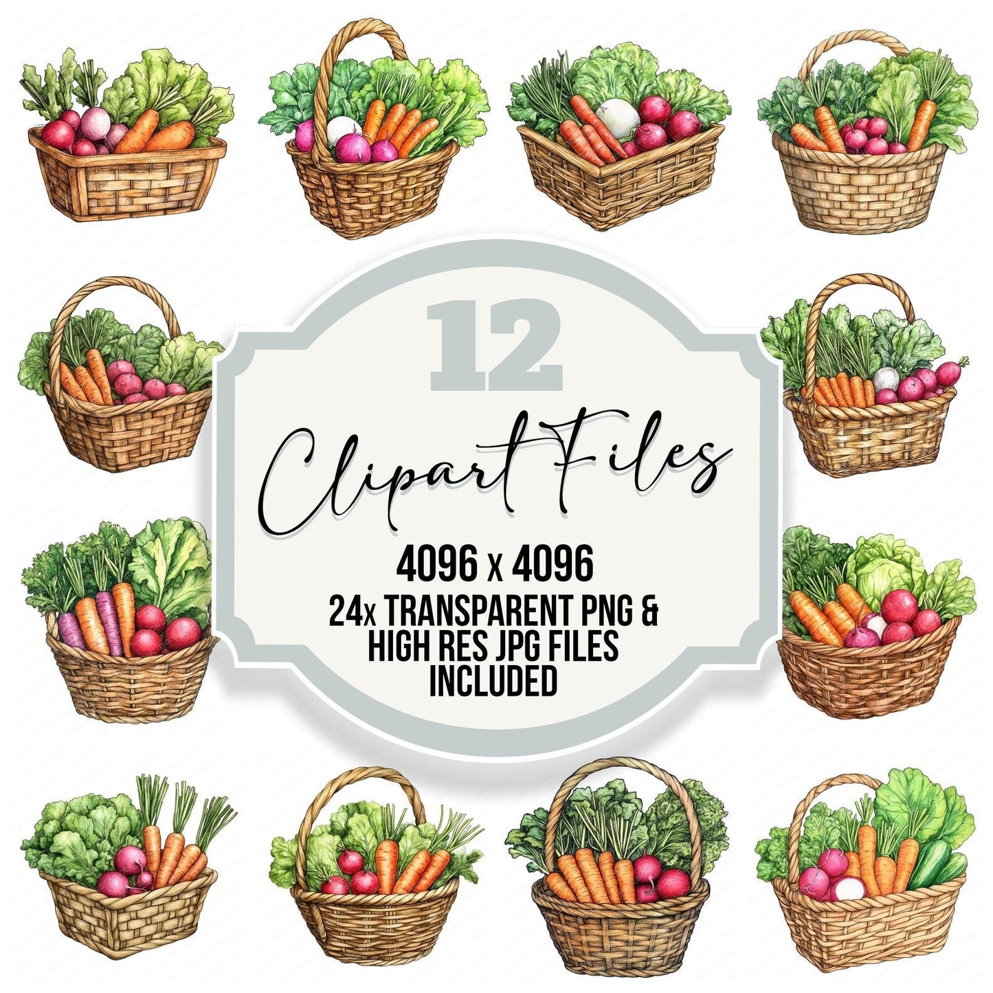 Farmers Market Basket Clipart Set (DDD005312)