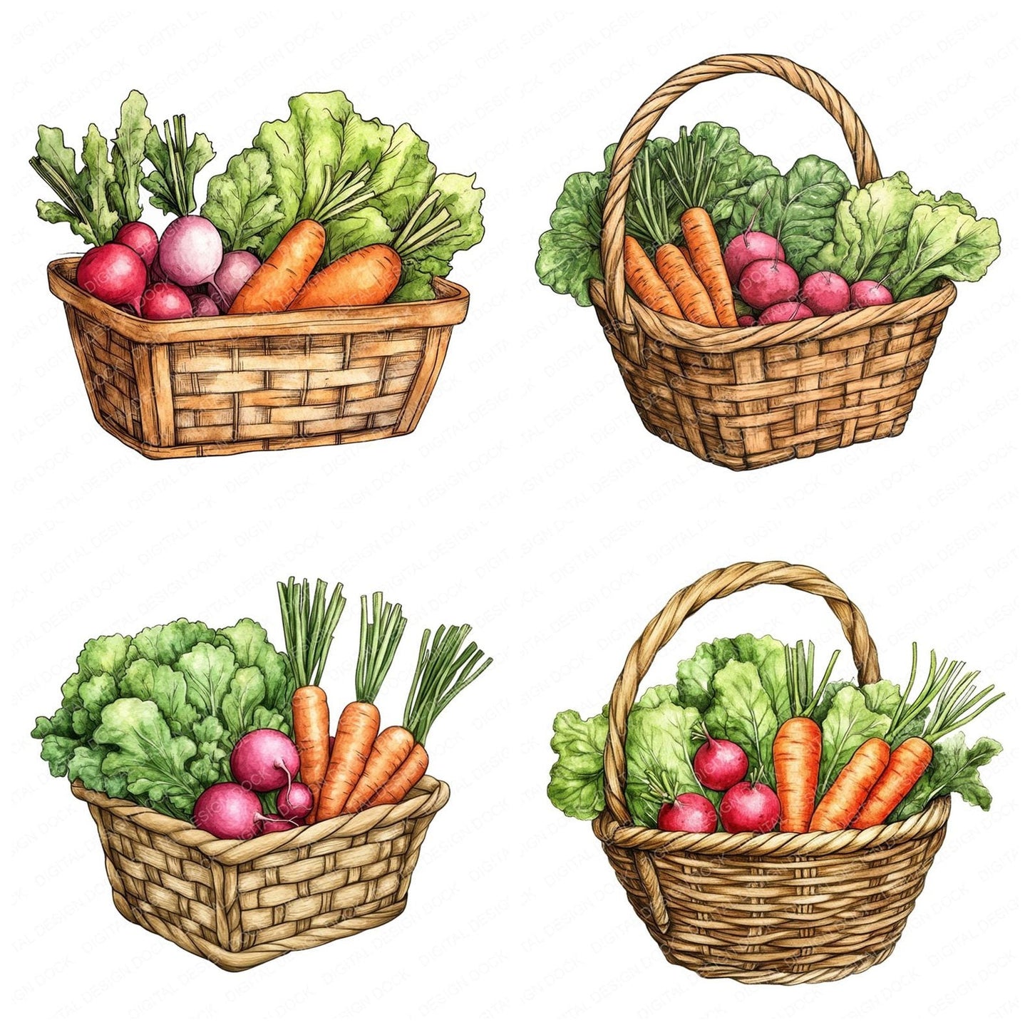 Farmers Market Basket Clipart Set (DDD005312)