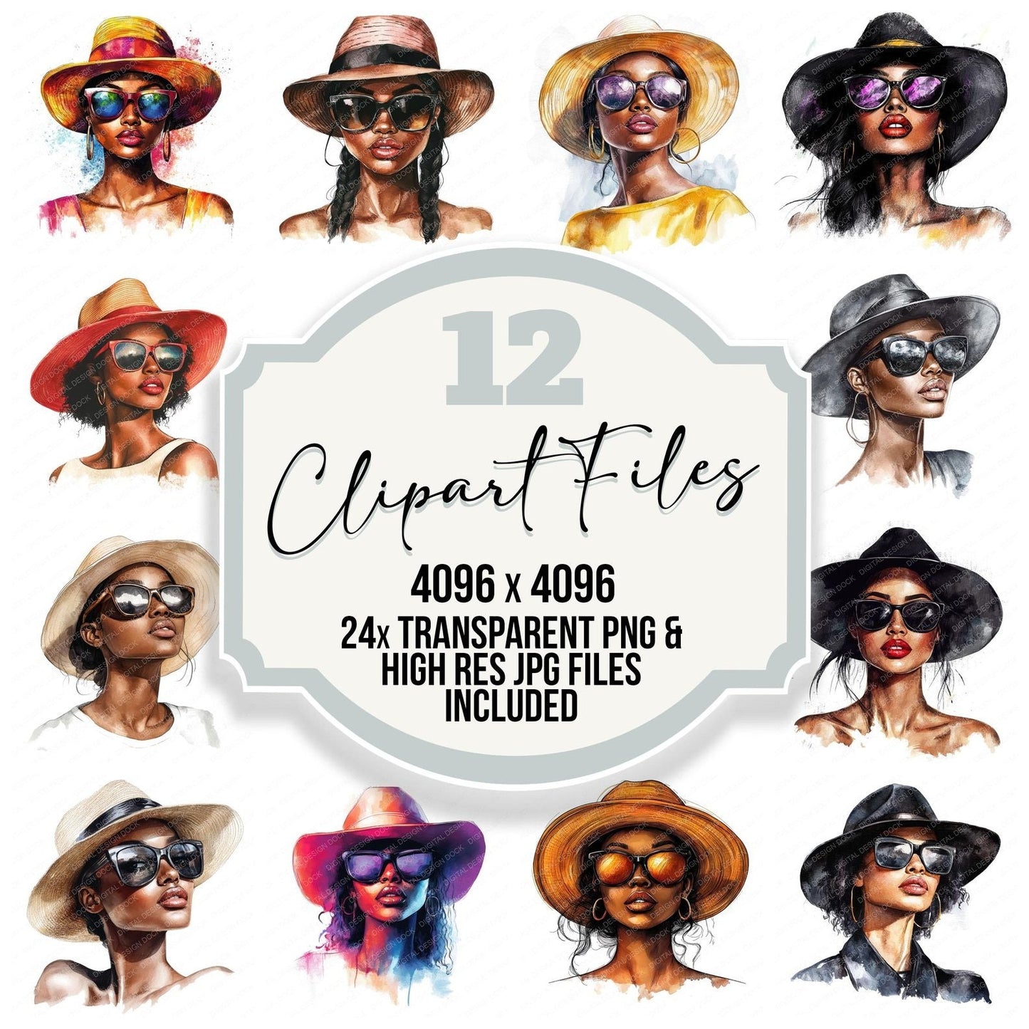 Fashion Black Women Clipart Set (DDD005313)