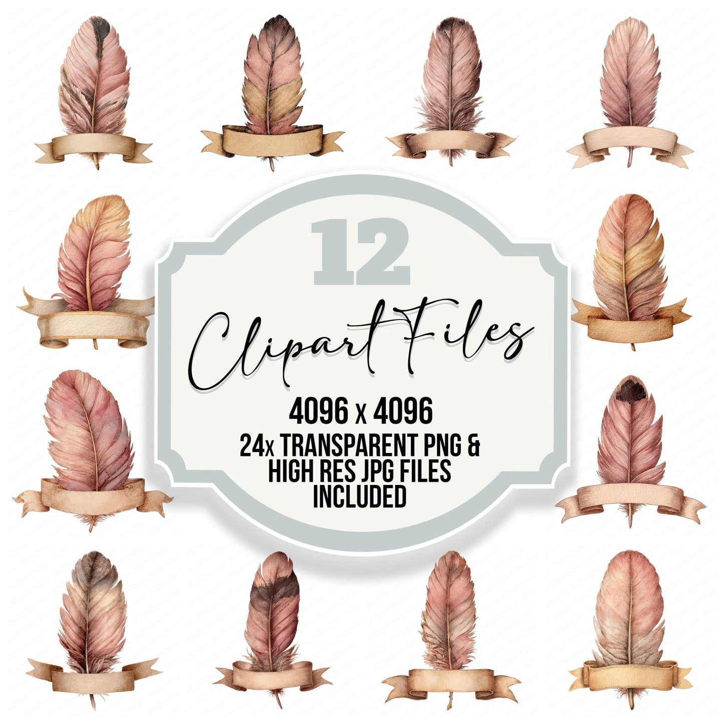 Feather Banner Clipart Set (DDD005316)