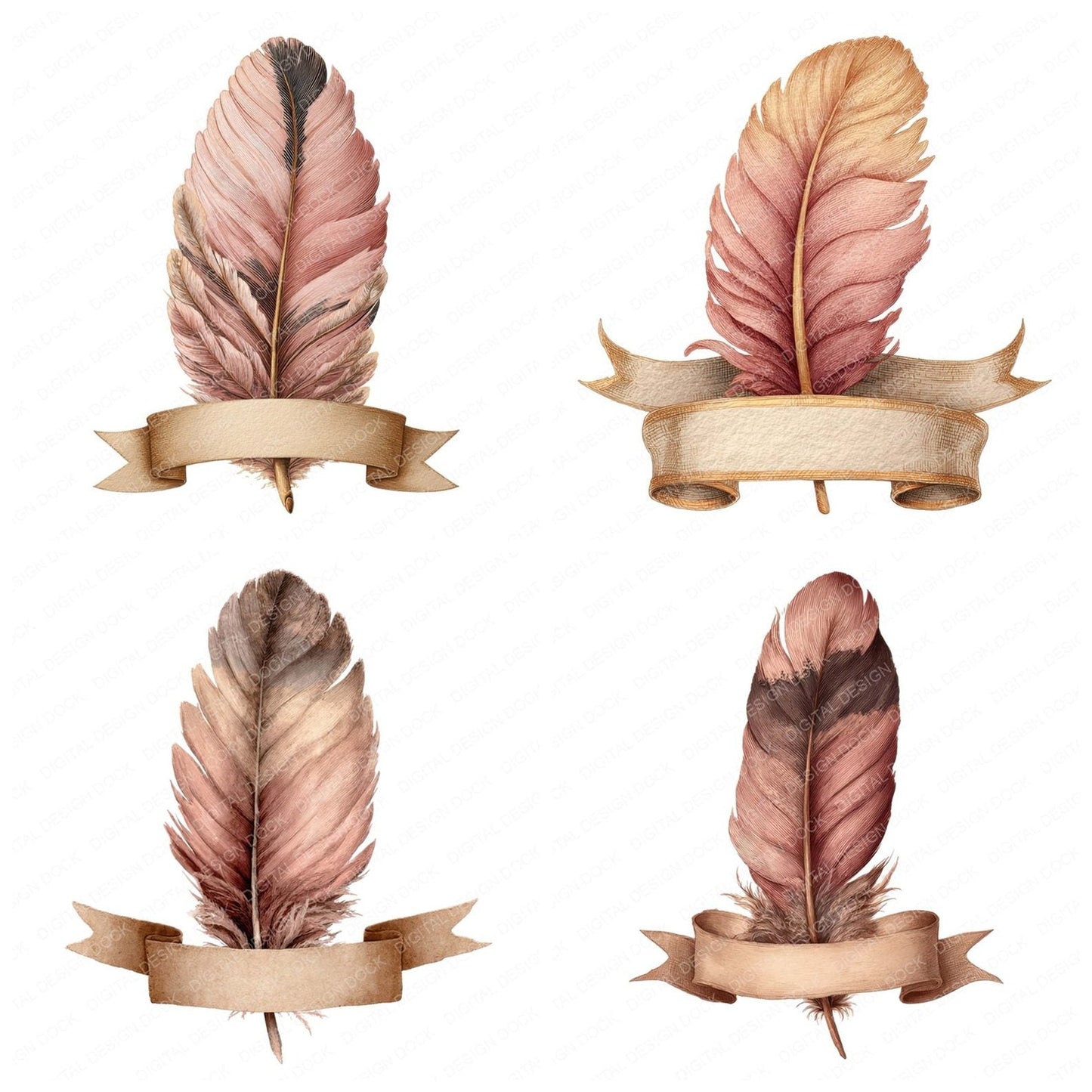 Feather Banner Clipart Set (DDD005316)