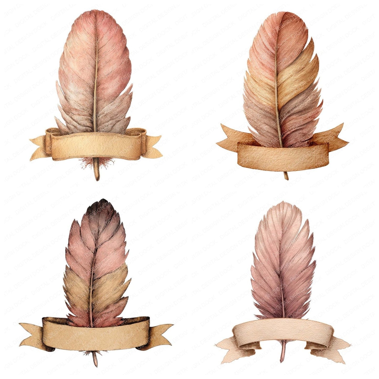 Feather Banner Clipart Set (DDD005316)