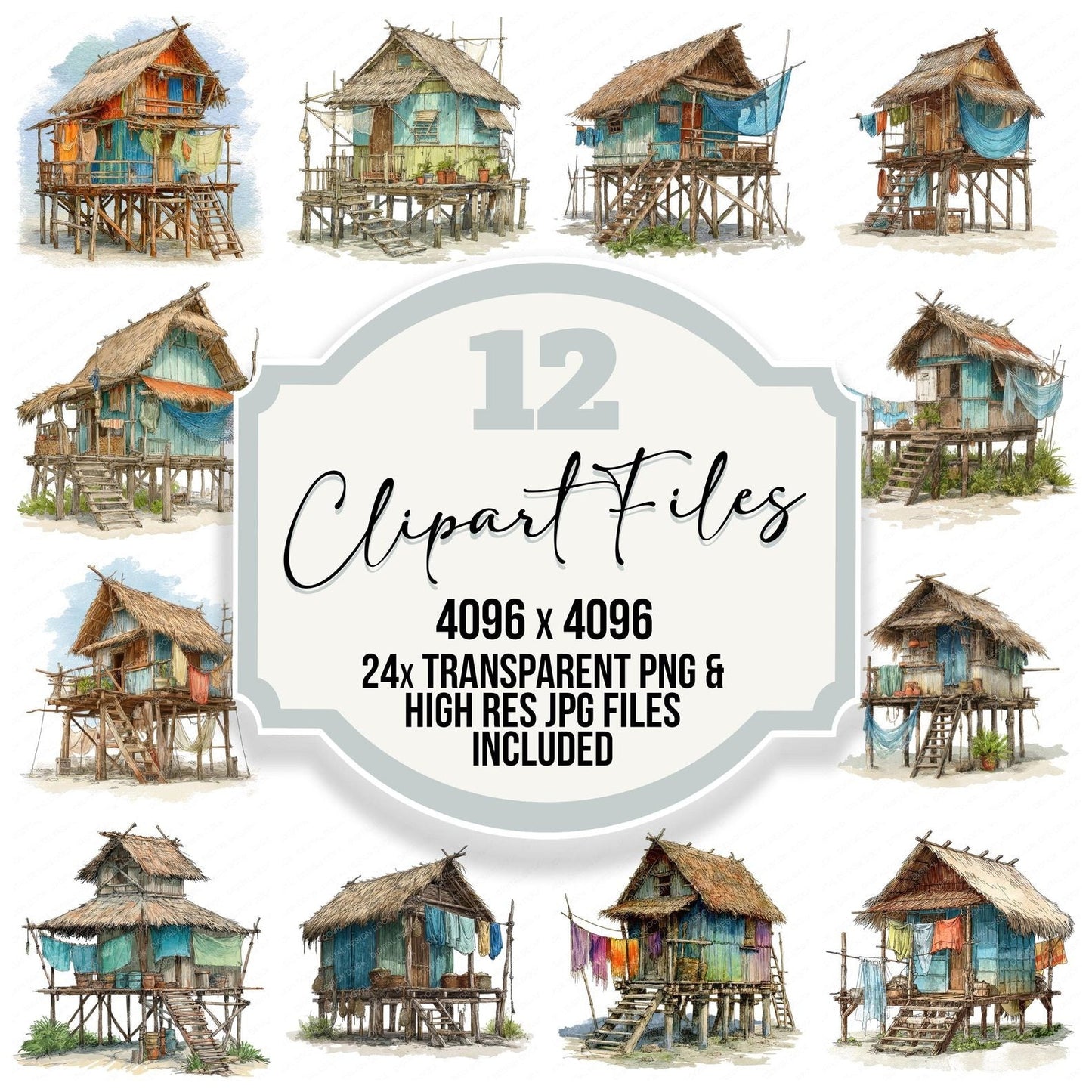 Fishermans Hut Clipart Set (DDD005327)
