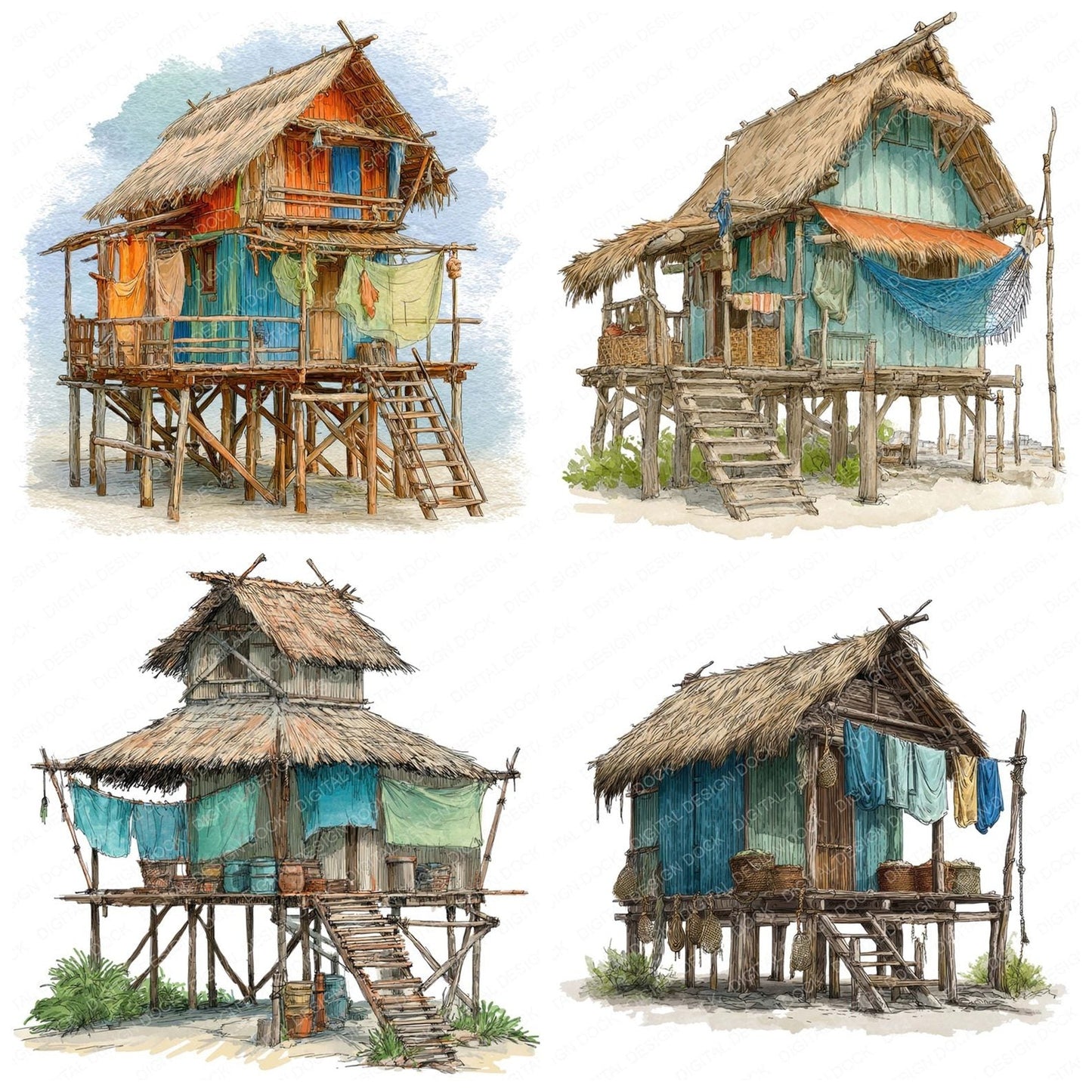 Fishermans Hut Clipart Set (DDD005327)