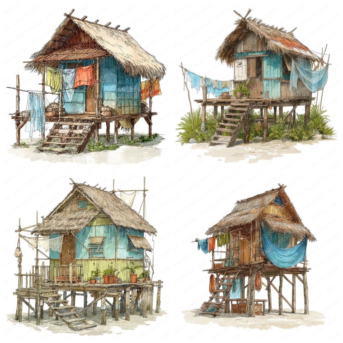 Fishermans Hut Clipart Set (DDD005327)