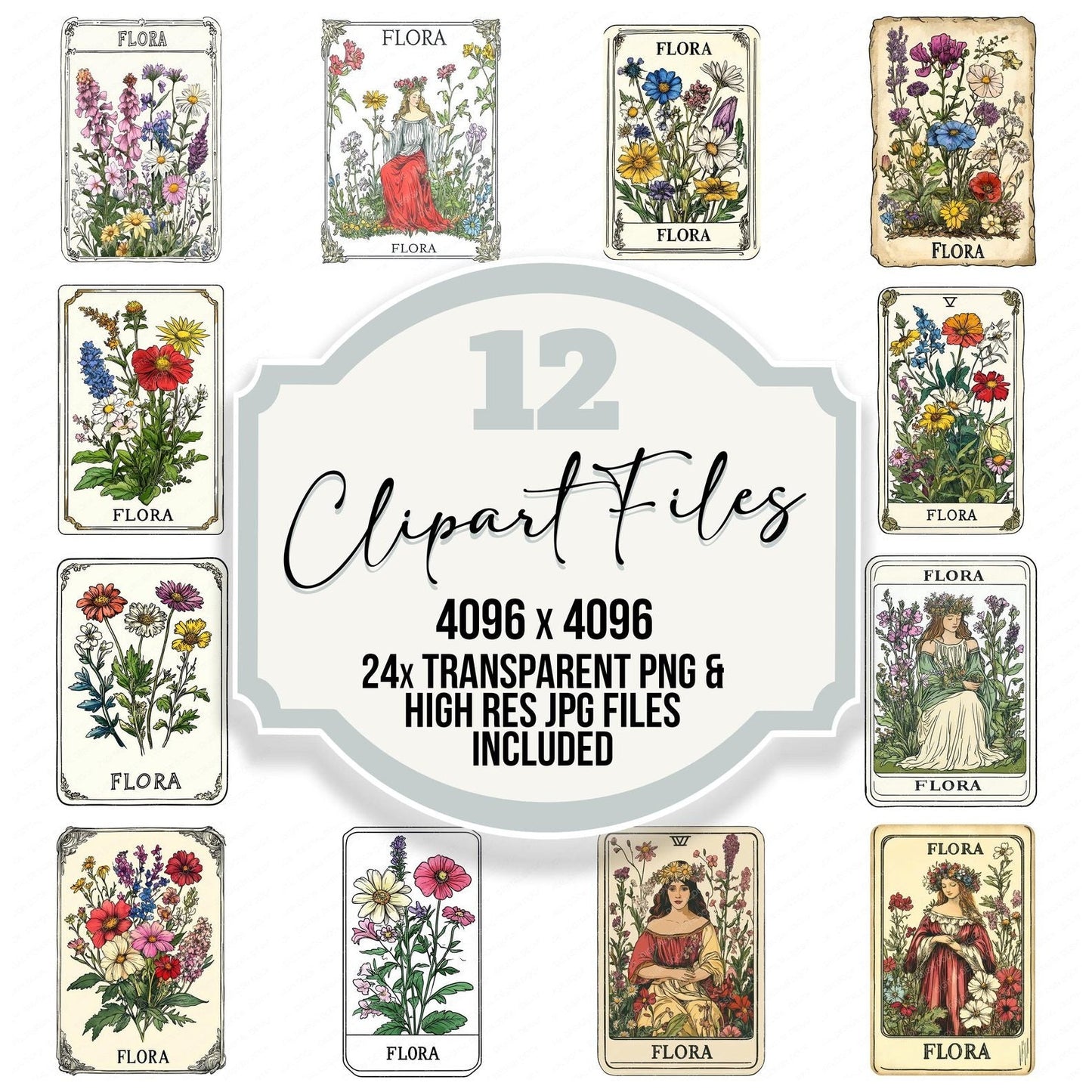 Flora Tarot Card Clipart Set (DDD005368)