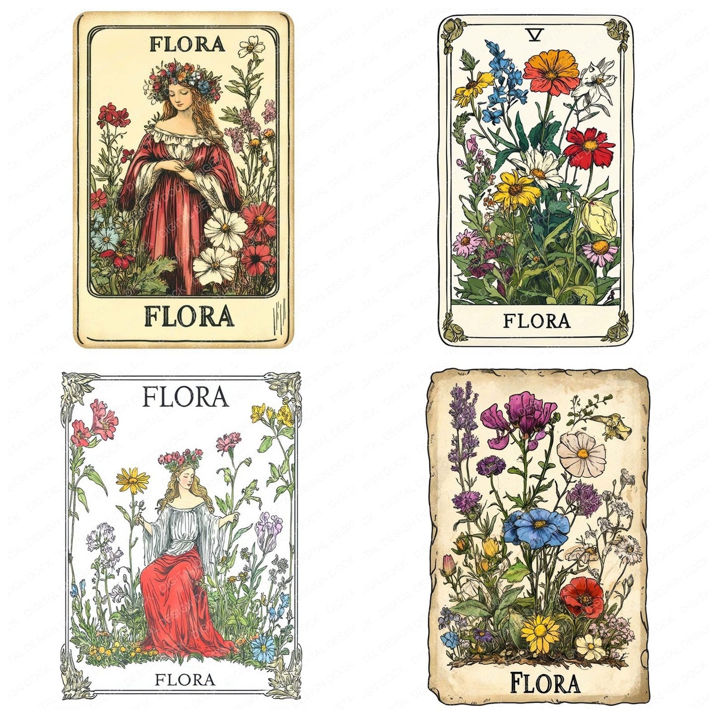 Flora Tarot Card Clipart Set (DDD005368)