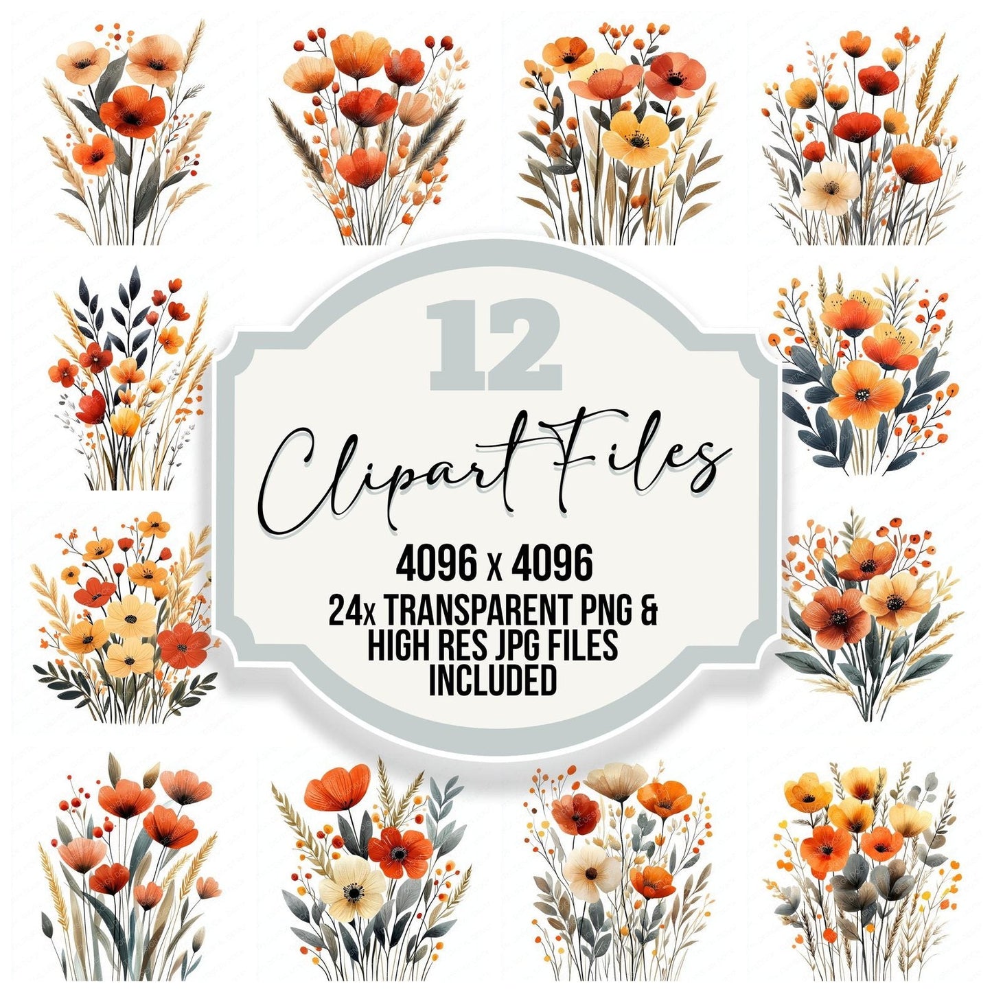 Floral Boho Clipart Set (DDD005377)