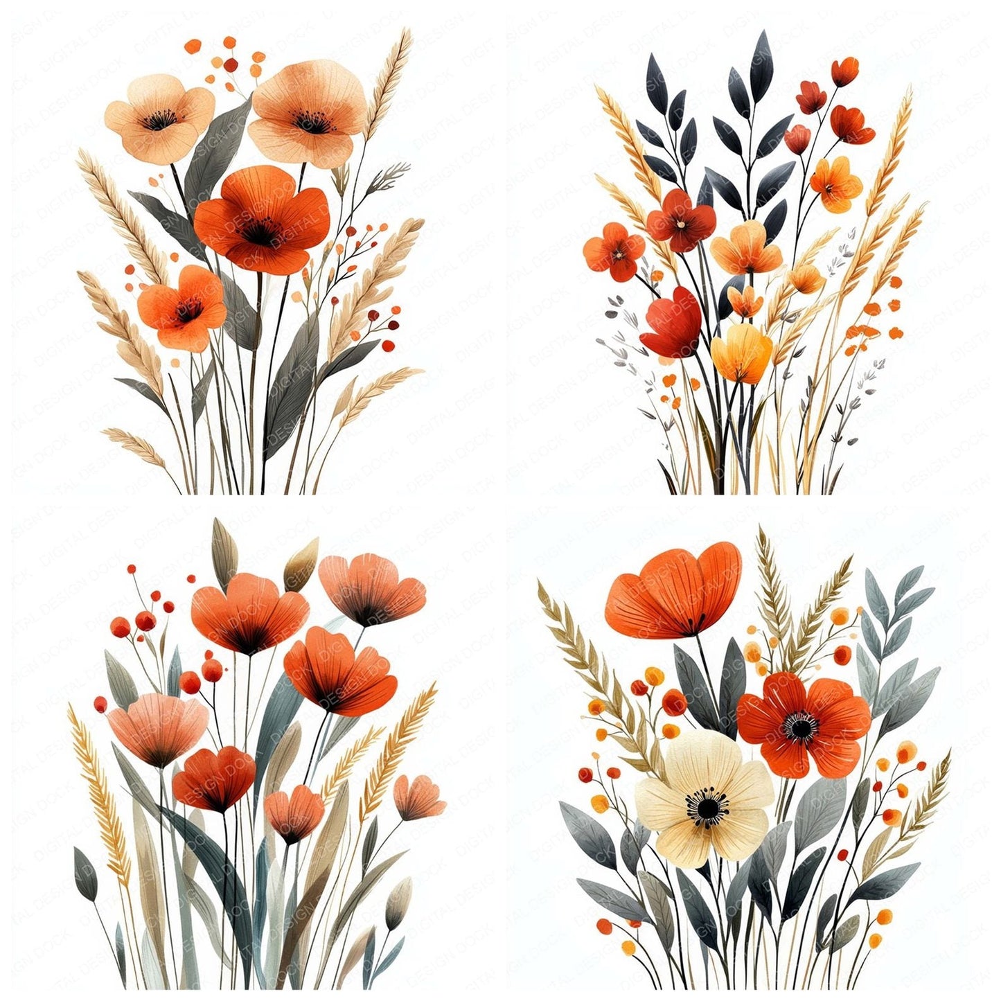 Floral Boho Clipart Set (DDD005377)