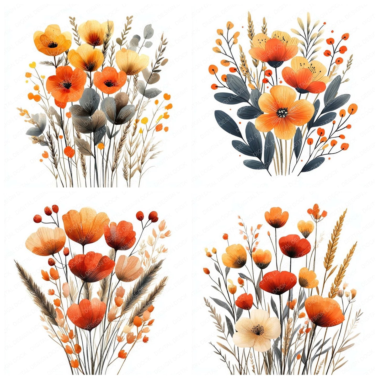 Floral Boho Clipart Set (DDD005377)