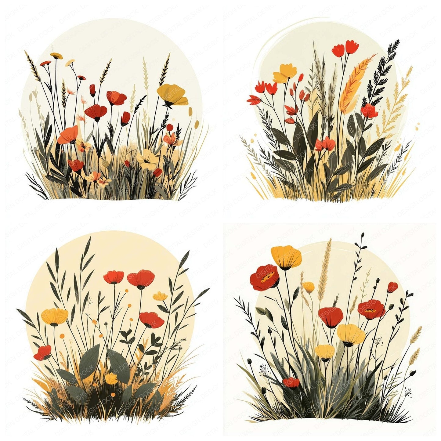 Floral Boho Clipart Set (DDD005379)