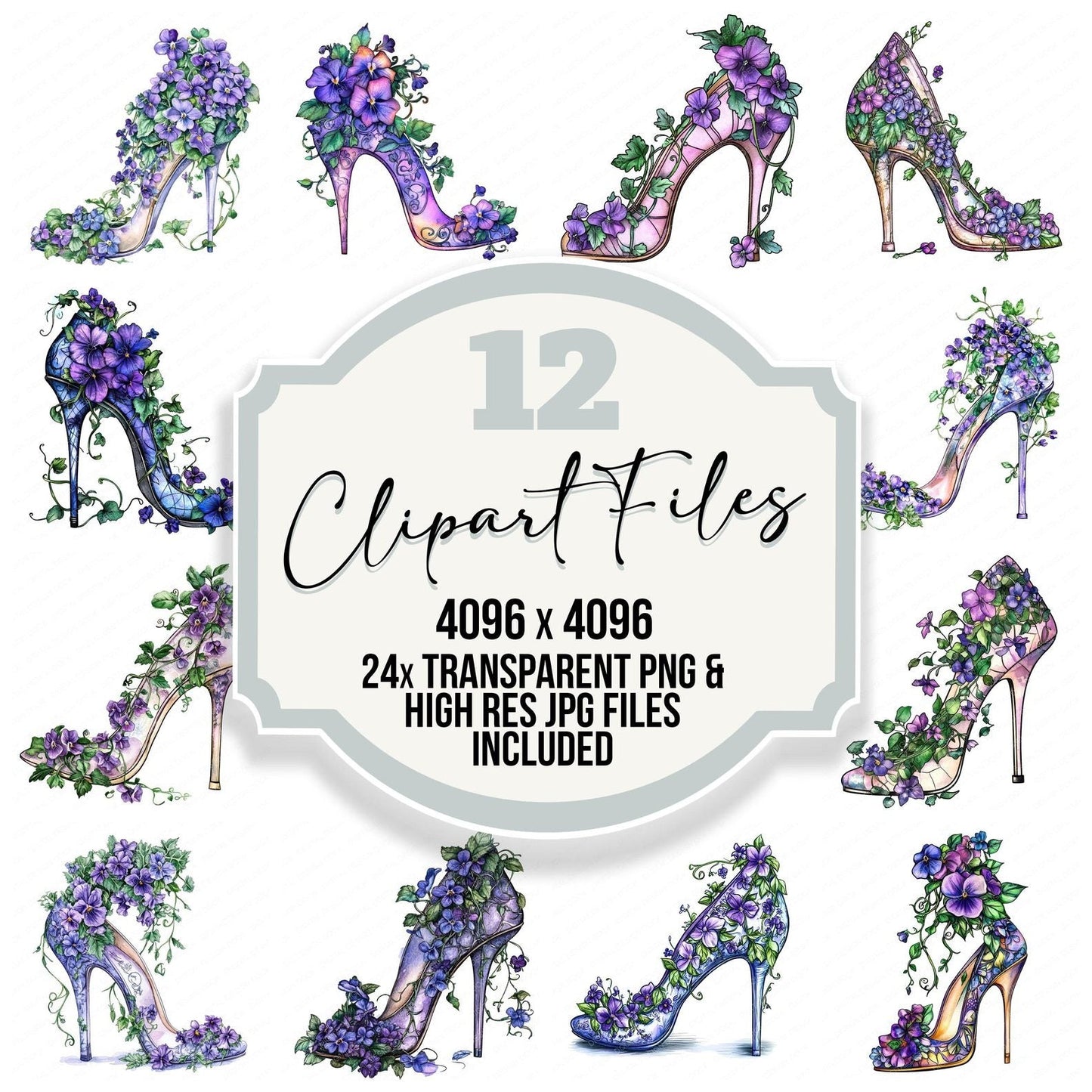 Floral Filled Heel Clipart Set (DDD005396)