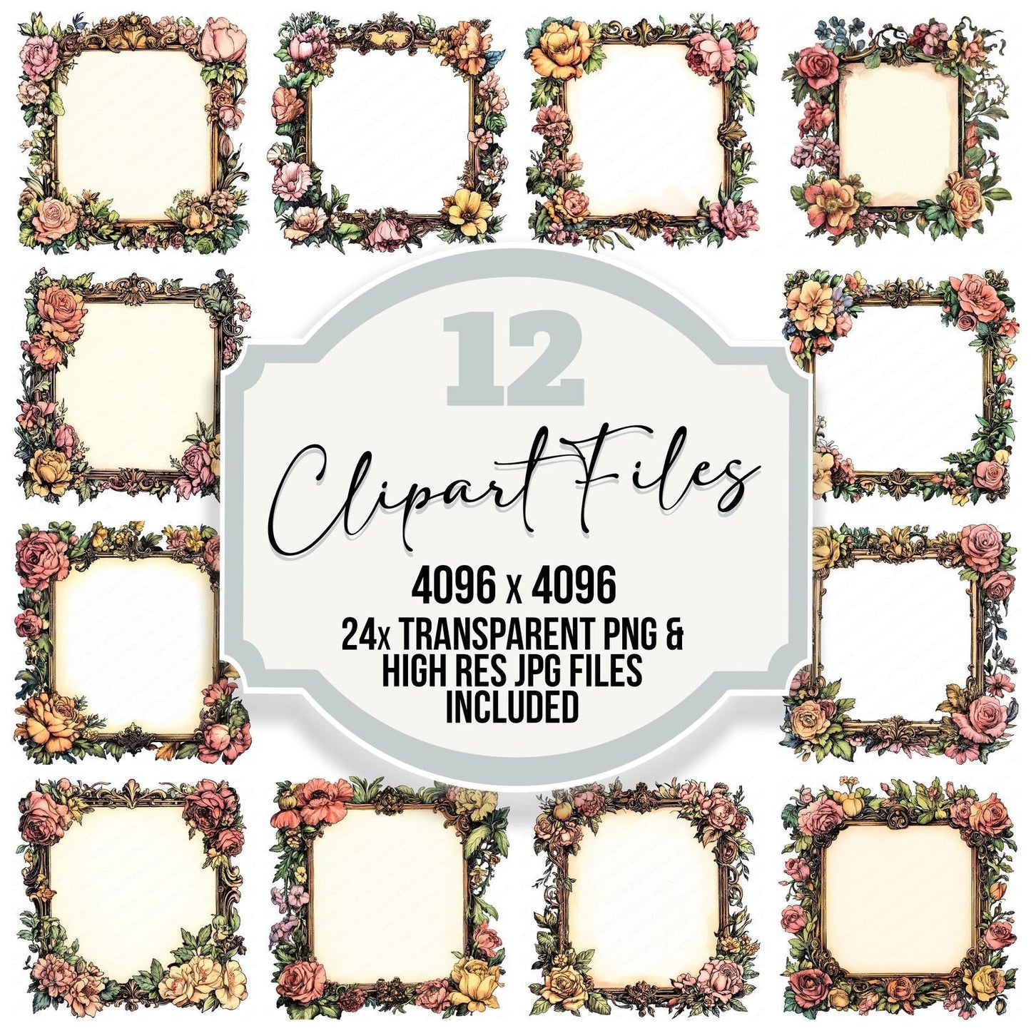 Floral Frame Clipart Set (DDD005399)