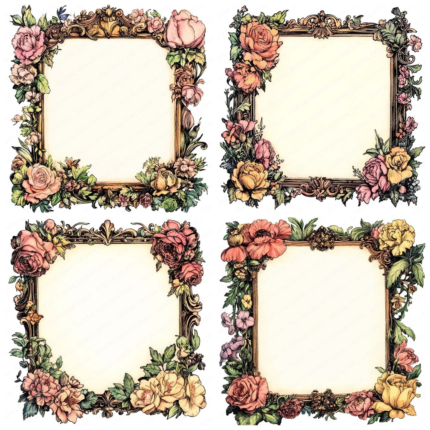 Floral Frame Clipart Set (DDD005399)