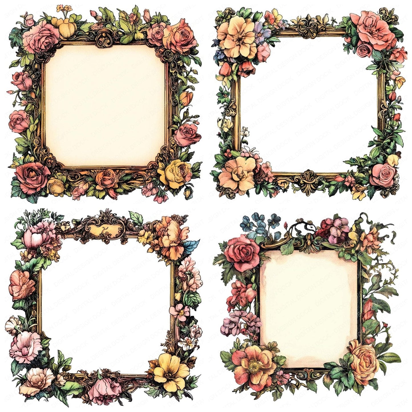 Floral Frame Clipart Set (DDD005399)